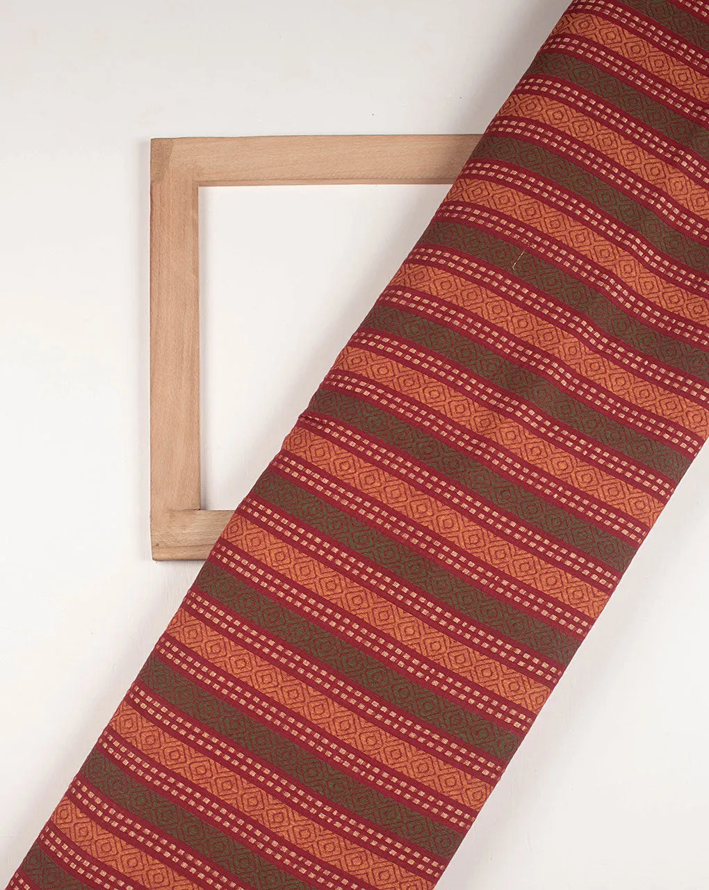 ( Pre Cut 90 CM ) Stripes Woven Dobby Loom Textured Cotton Fabric