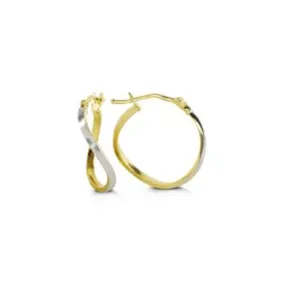 10K Two Tone Gold Square Tube Twist Hoop Earrings