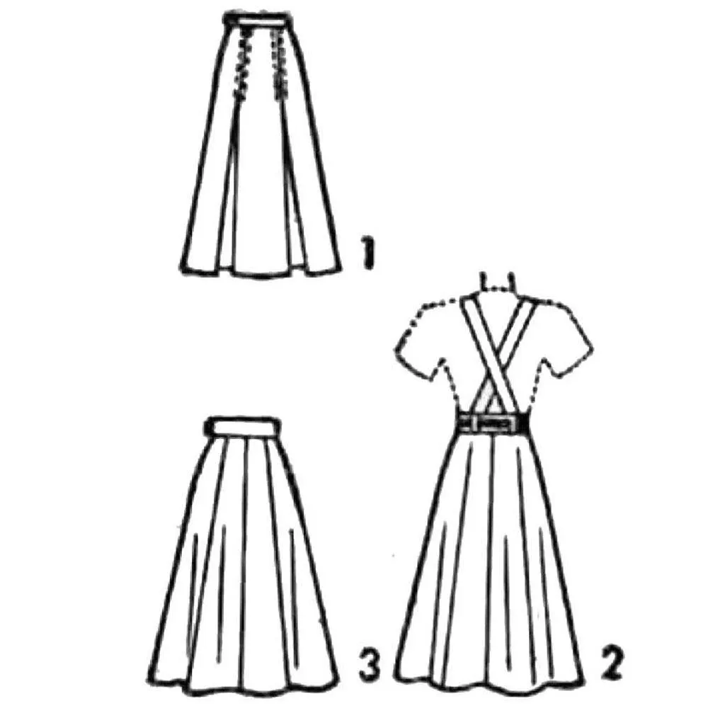 1940s Sewing Pattern: Day Skirt with Suspenders Braces - Waist 24" (61cm)