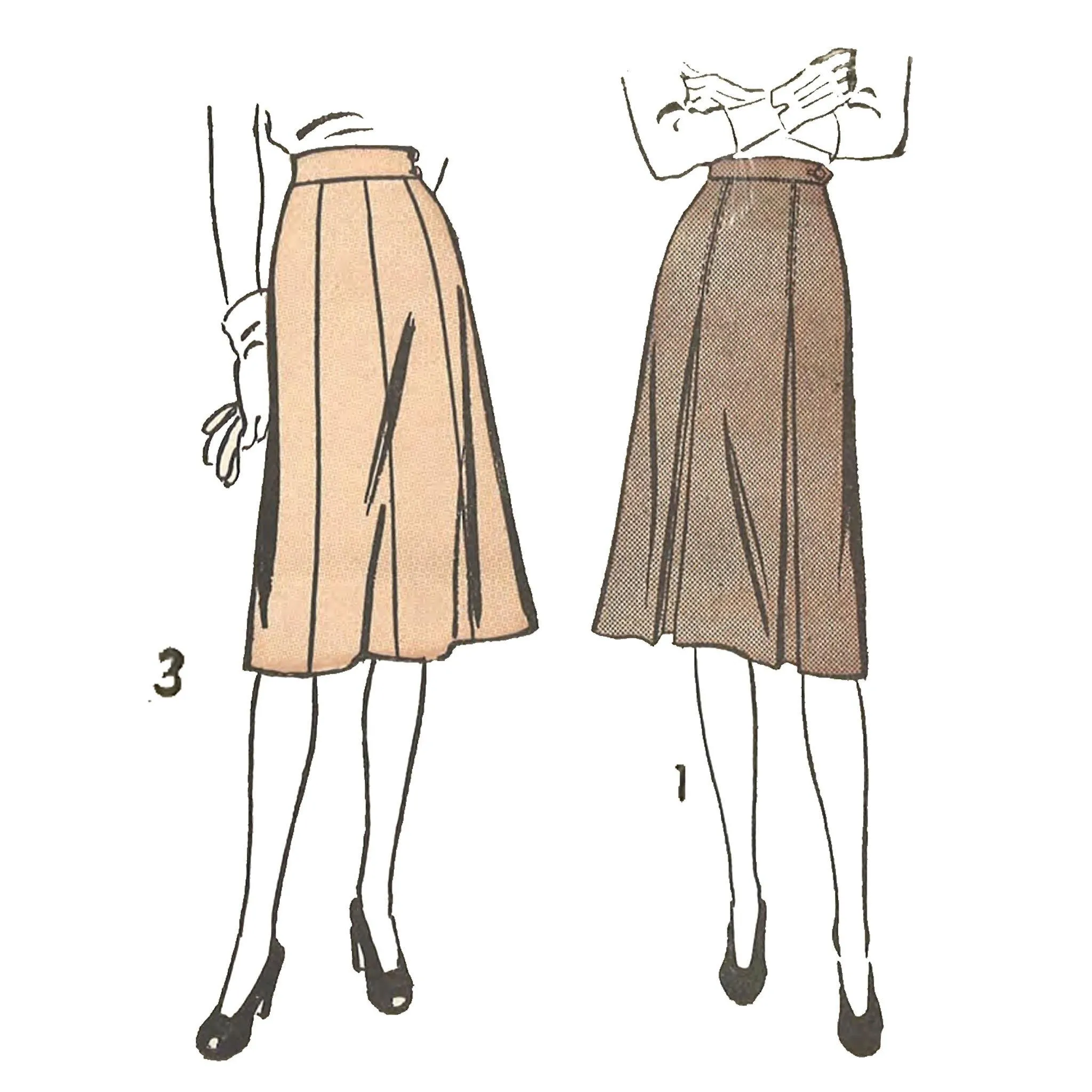 1940s Sewing Pattern: Day Skirt with Suspenders Braces - Waist 24" (61cm)