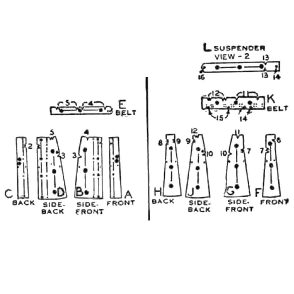1940s Sewing Pattern: Day Skirt with Suspenders Braces - Waist 24" (61cm)