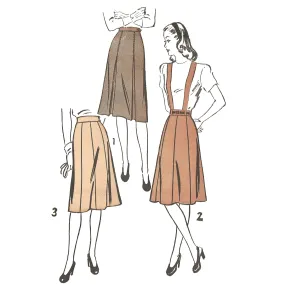 1940s Sewing Pattern: Day Skirt with Suspenders Braces - Waist 24" (61cm)