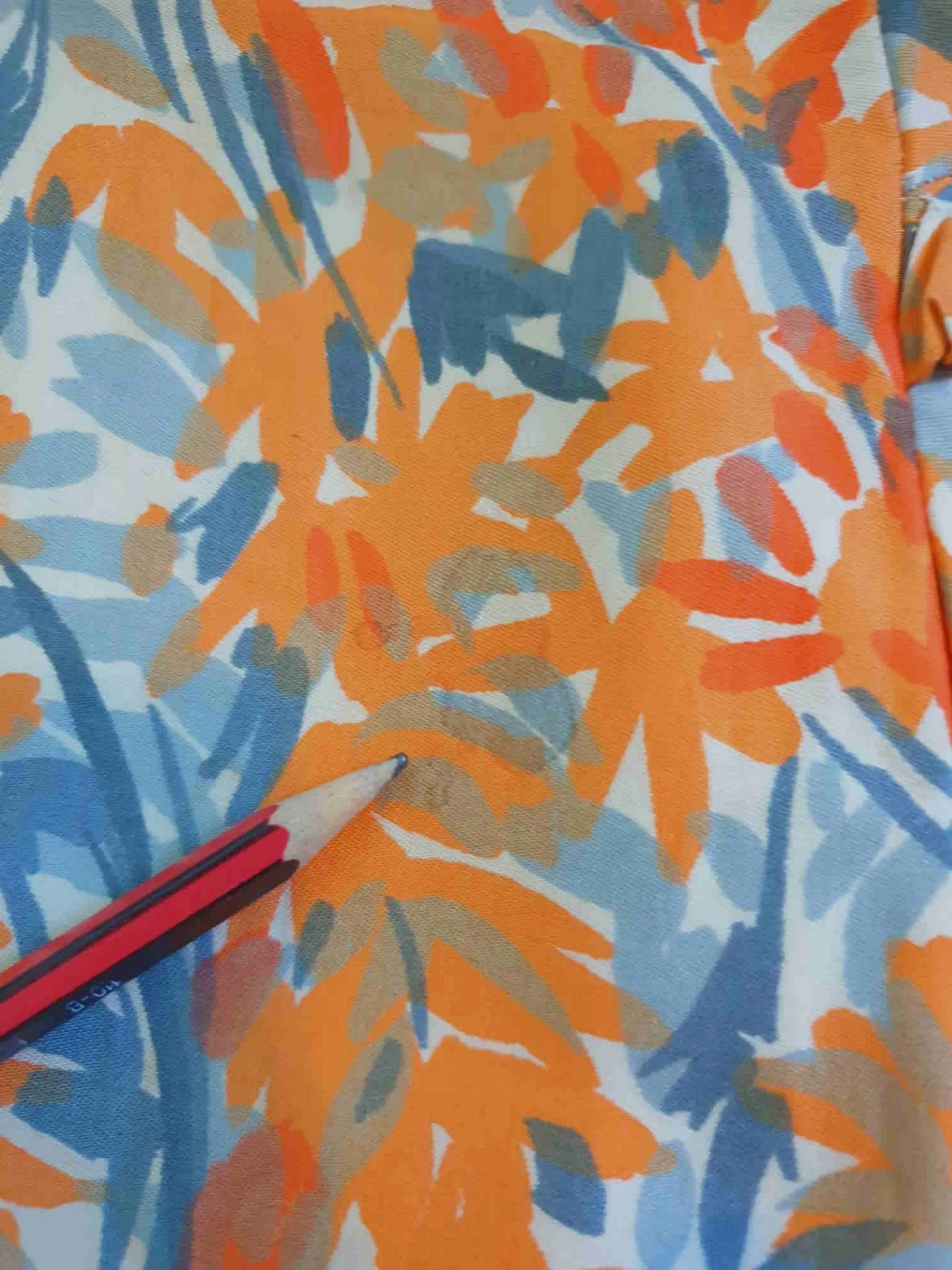 1950s Orange Floral Dress - XS & Petite
