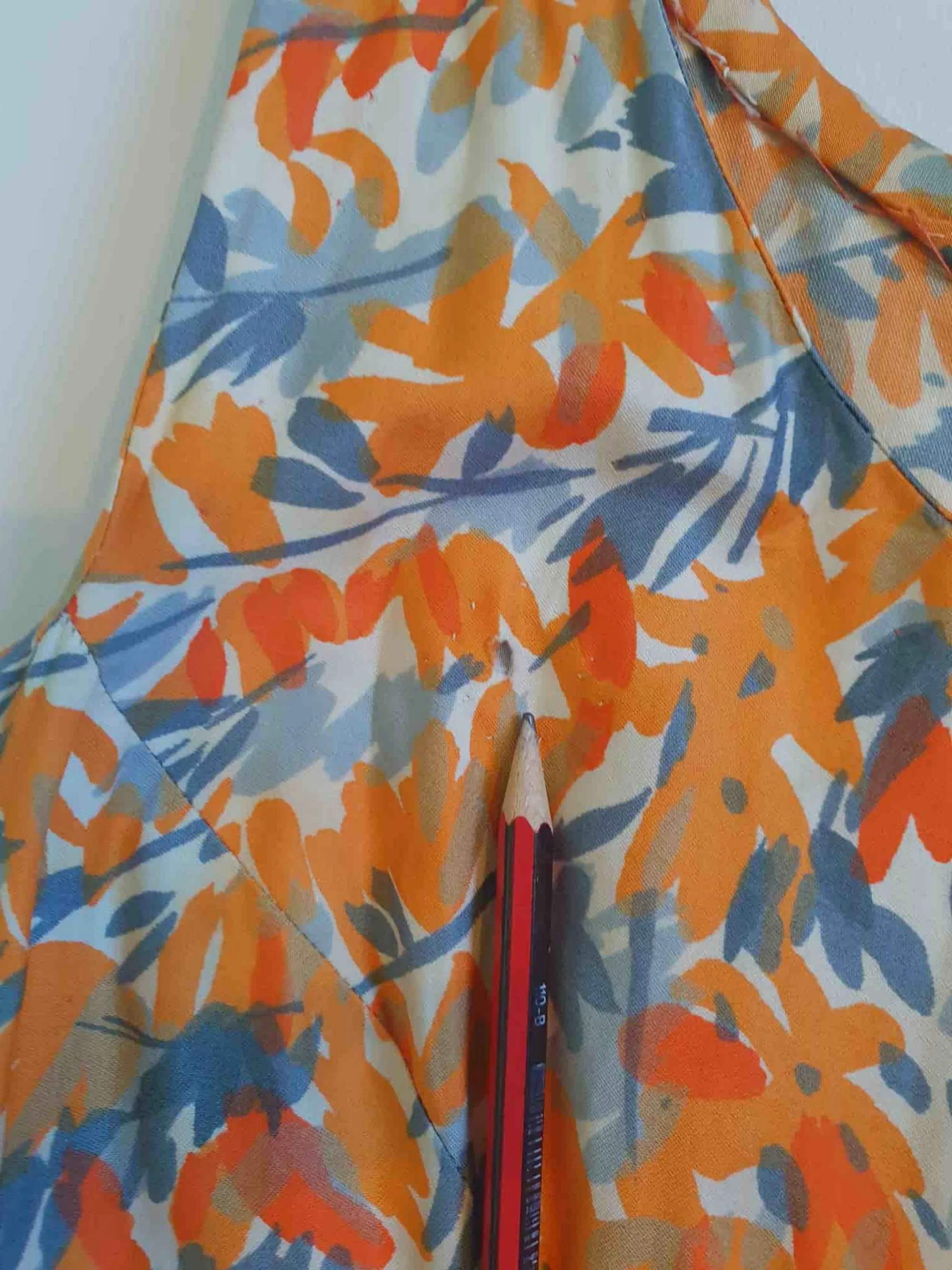 1950s Orange Floral Dress - XS & Petite
