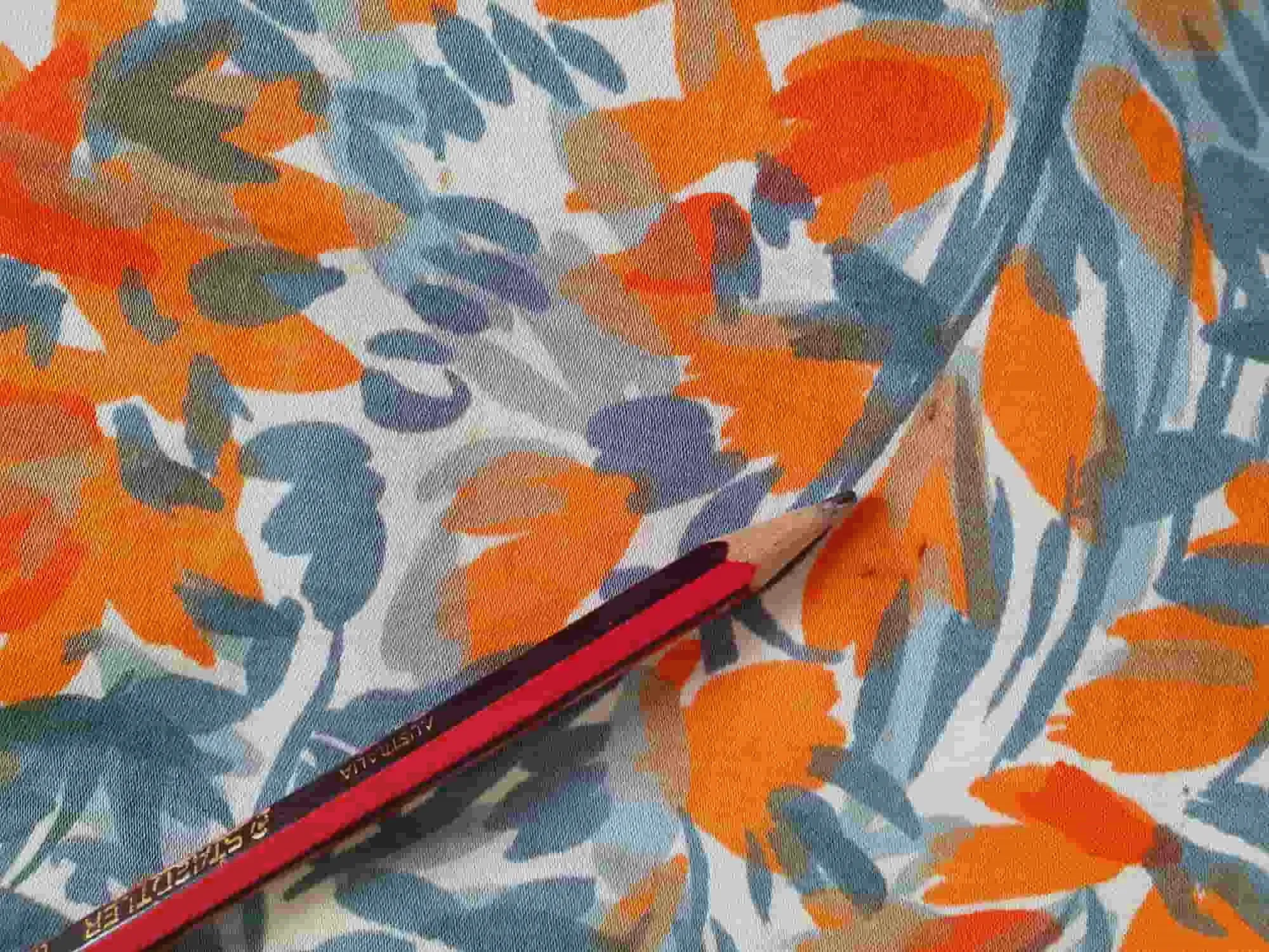 1950s Orange Floral Dress - XS & Petite