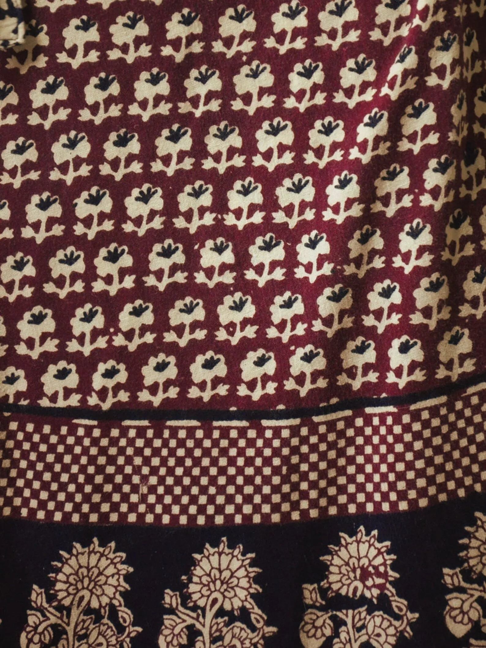 1970's Checkered Batik Wrap Skirt