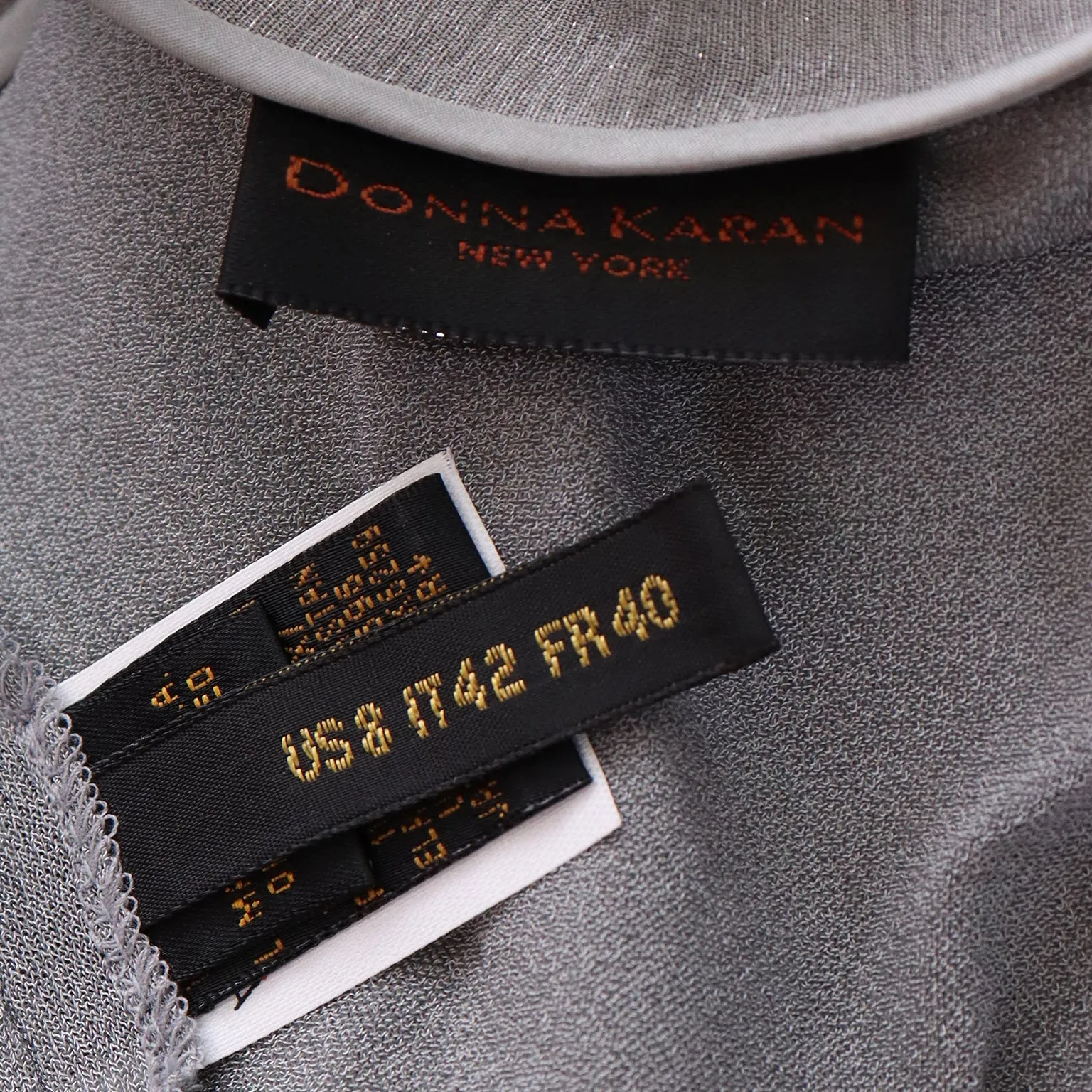 1990s Donna Karan Deadstock Grey Silk Chiffon One Shoulder Evening Dress