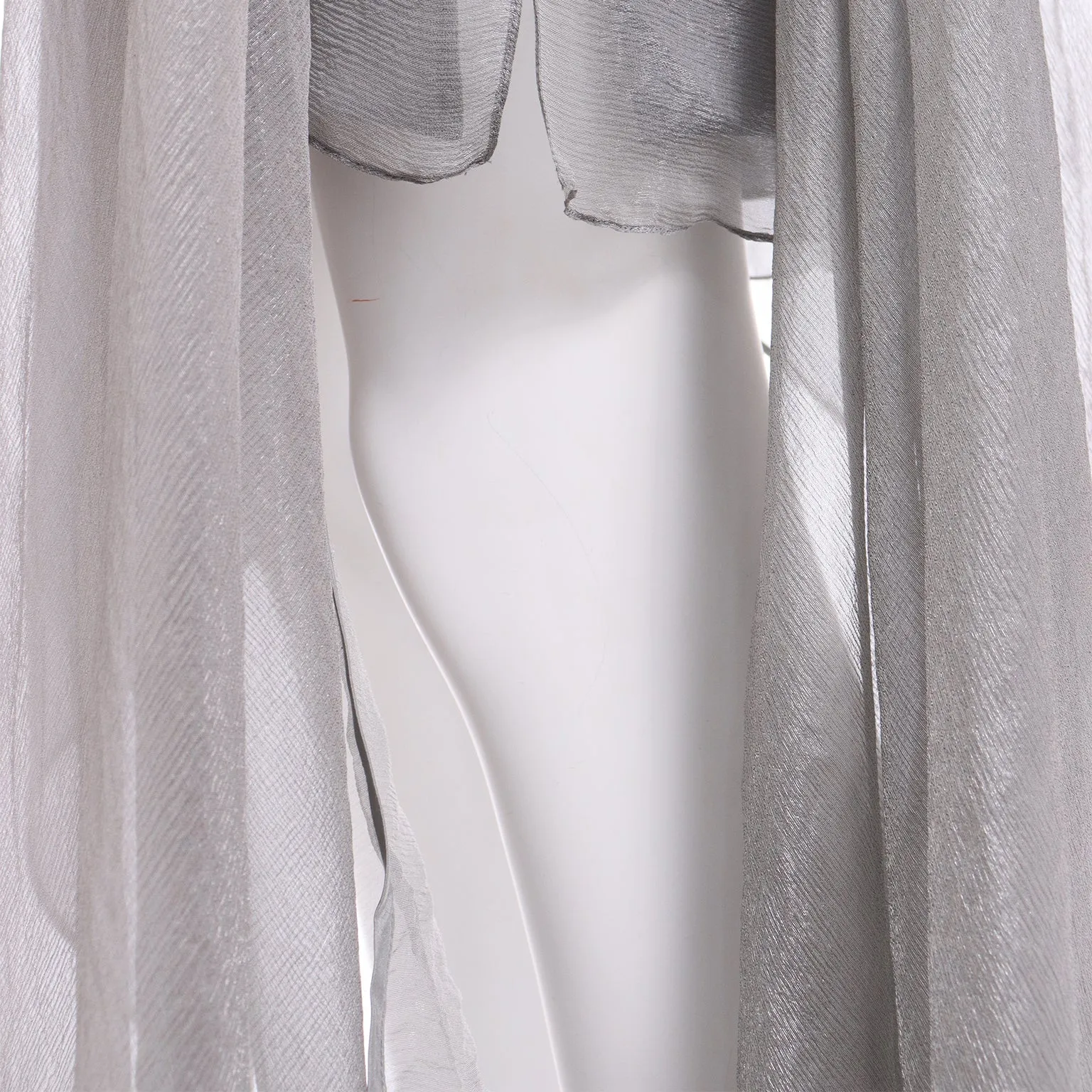 1990s Donna Karan Deadstock Grey Silk Chiffon One Shoulder Evening Dress