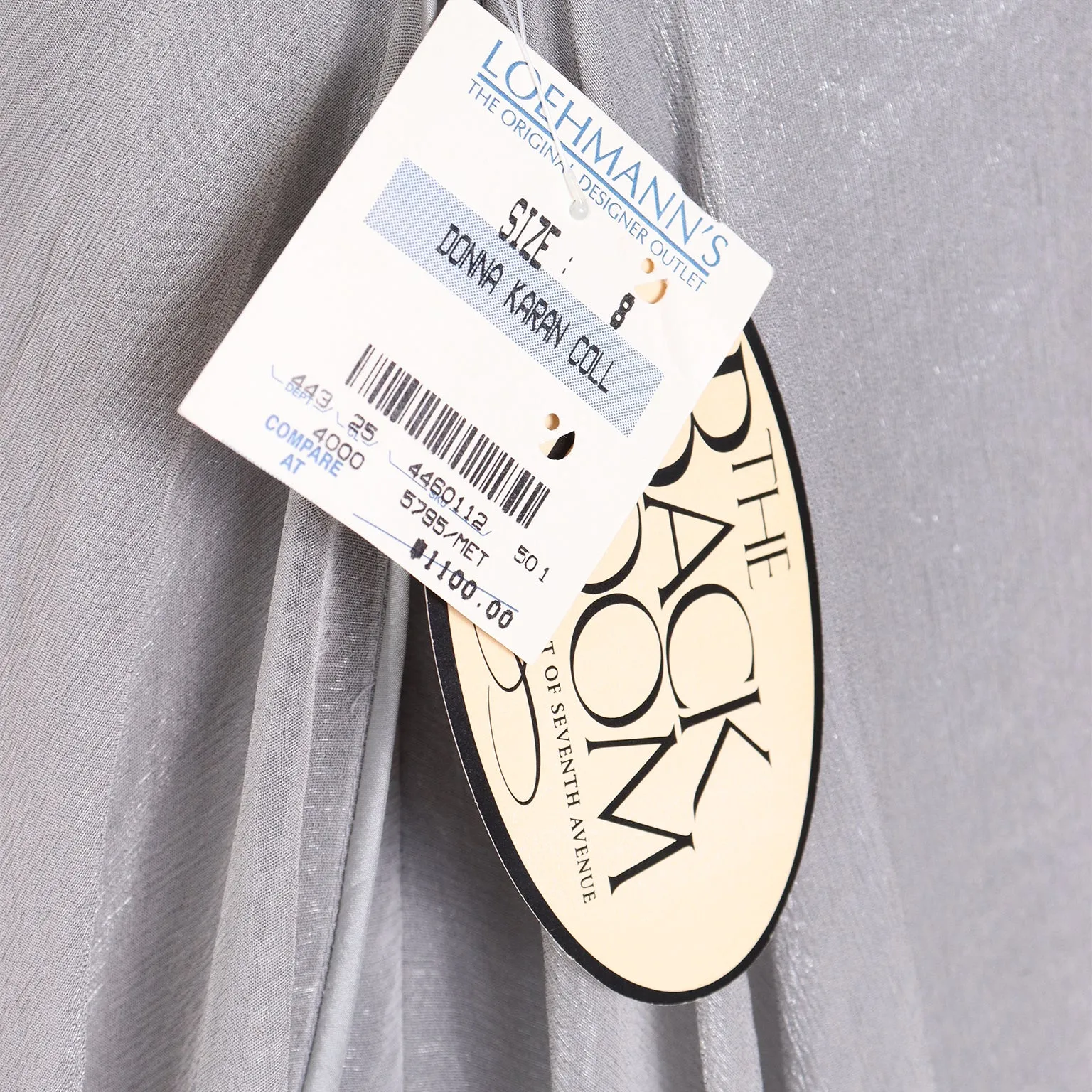 1990s Donna Karan Deadstock Grey Silk Chiffon One Shoulder Evening Dress