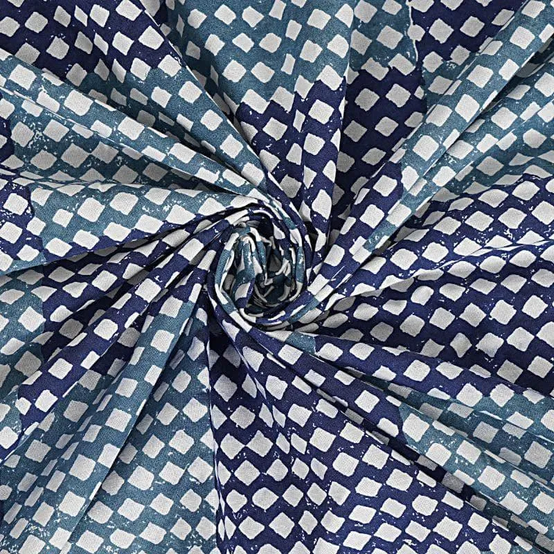 Abira Checkered Bedsheet - Blue