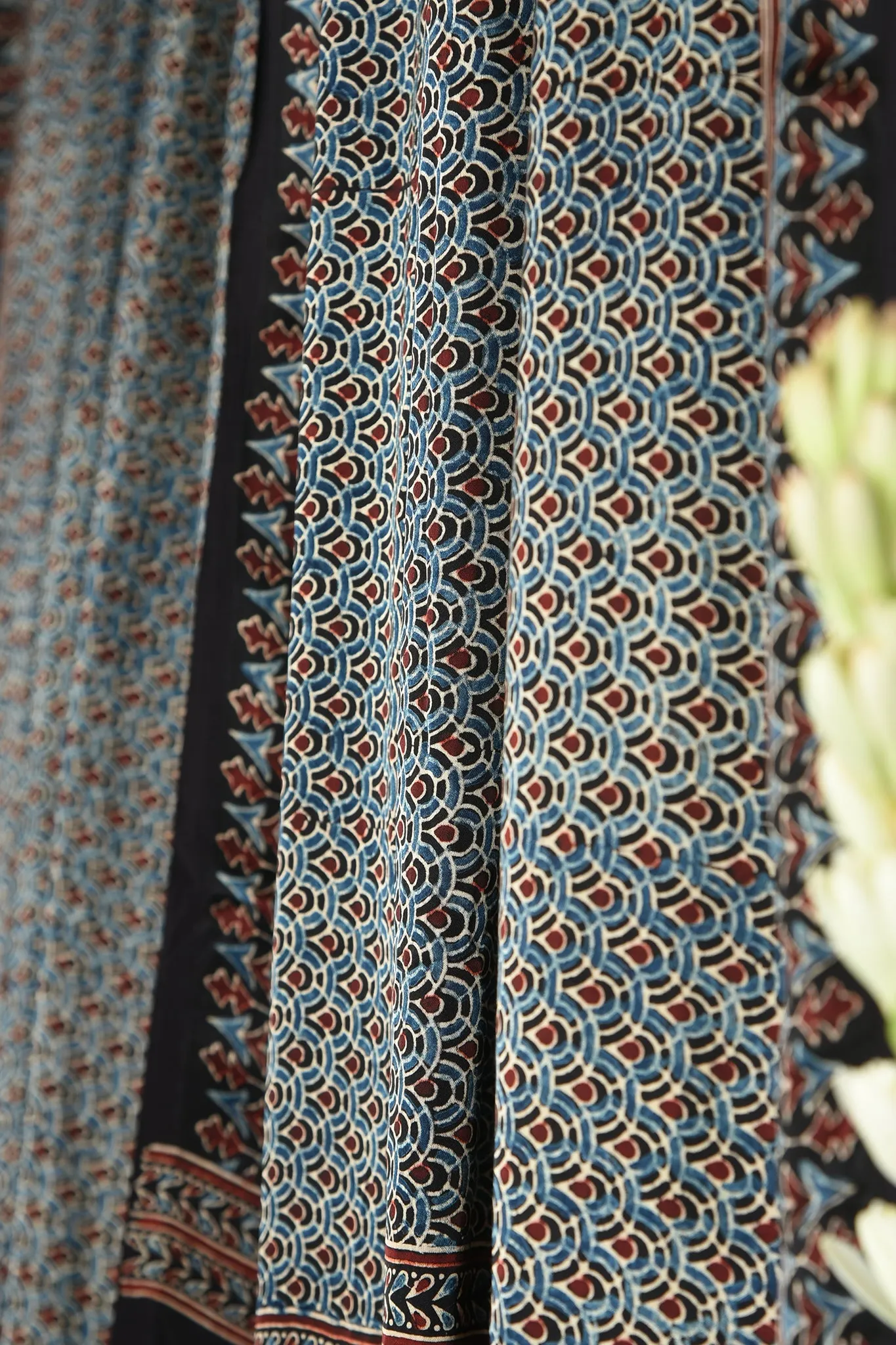 ajrakh modal silk sarees - oceanic opulence & night dance