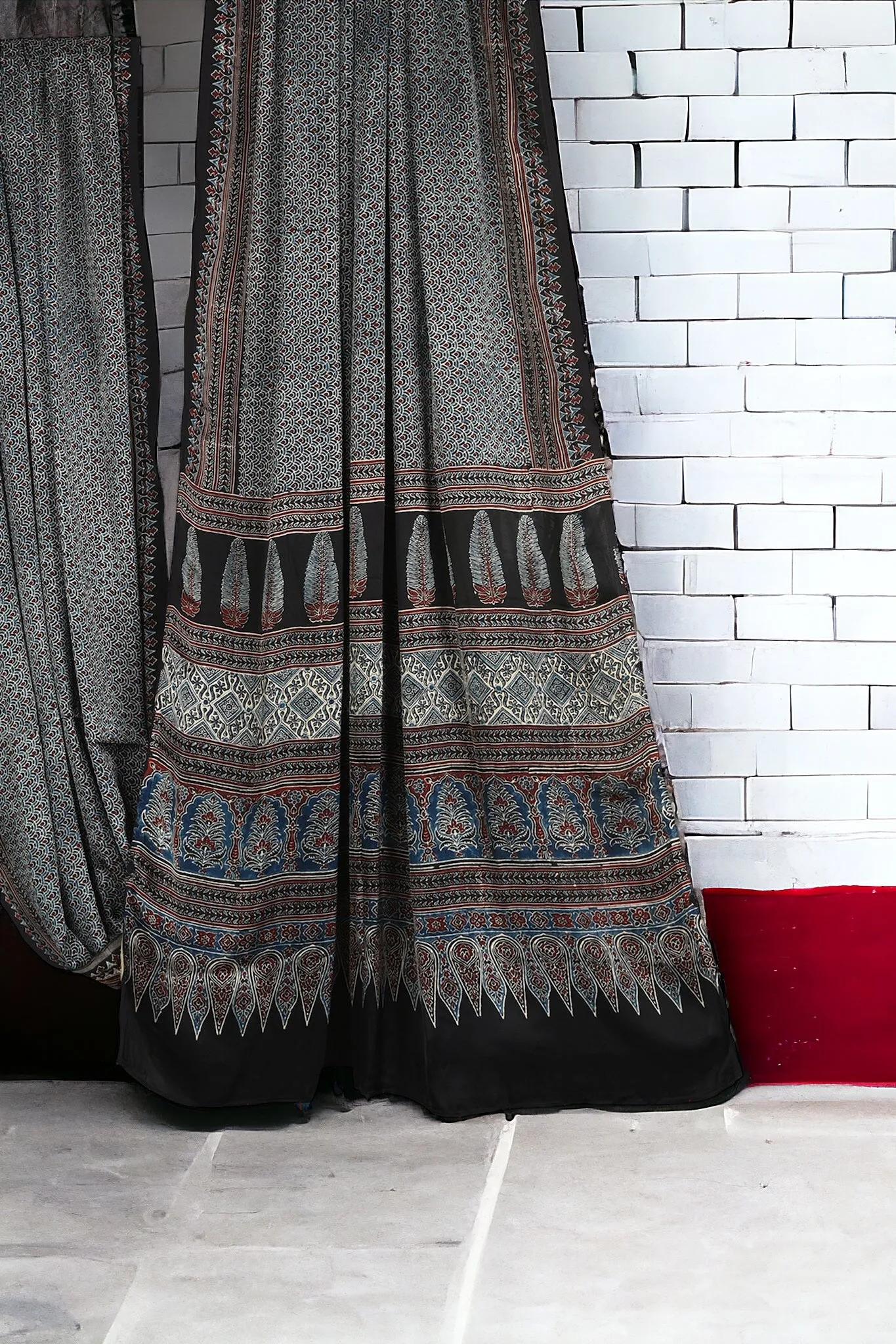 ajrakh modal silk sarees - oceanic opulence & night dance