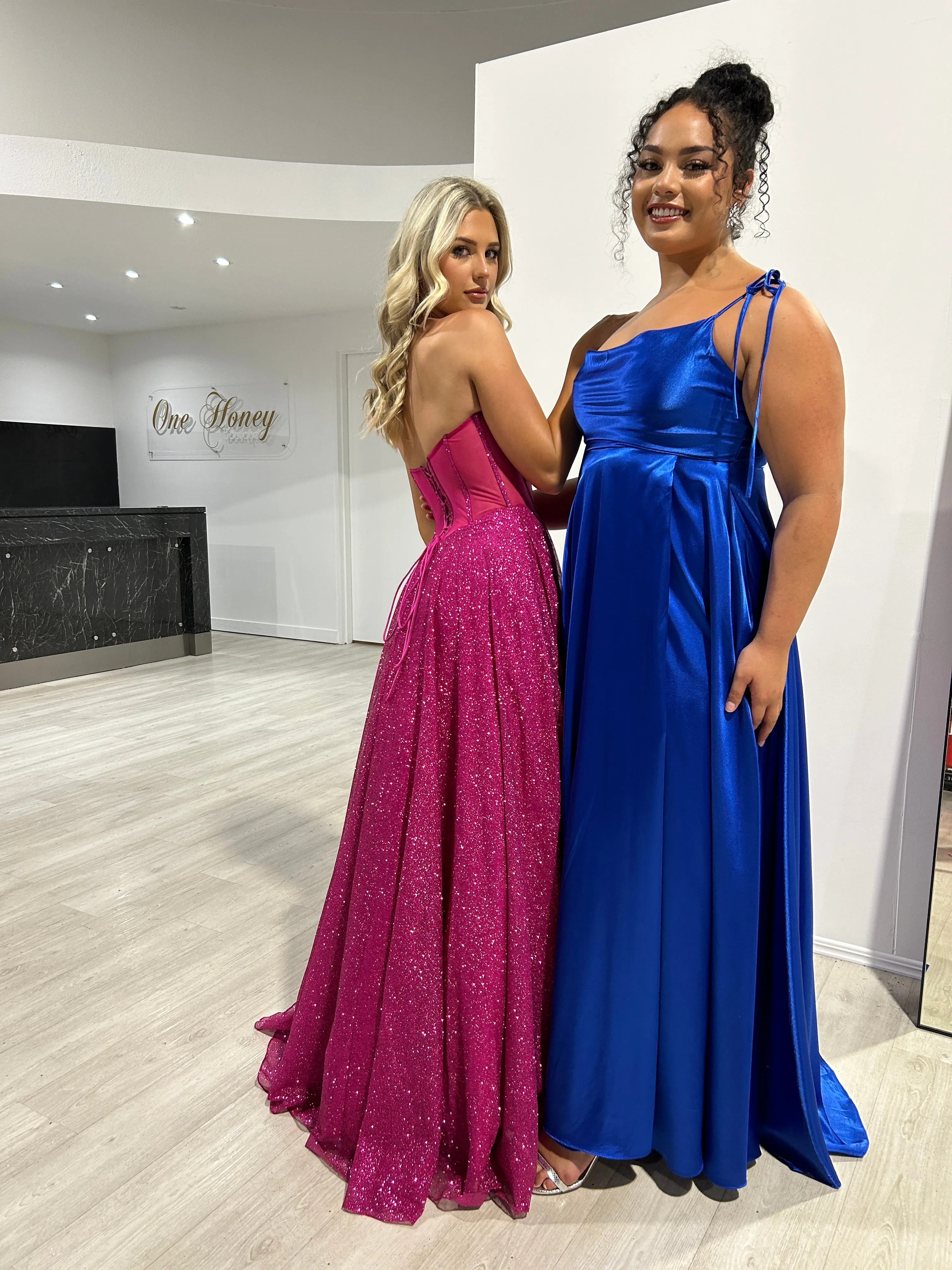 ALOMA Glitter Corset Strapless Formal Dress