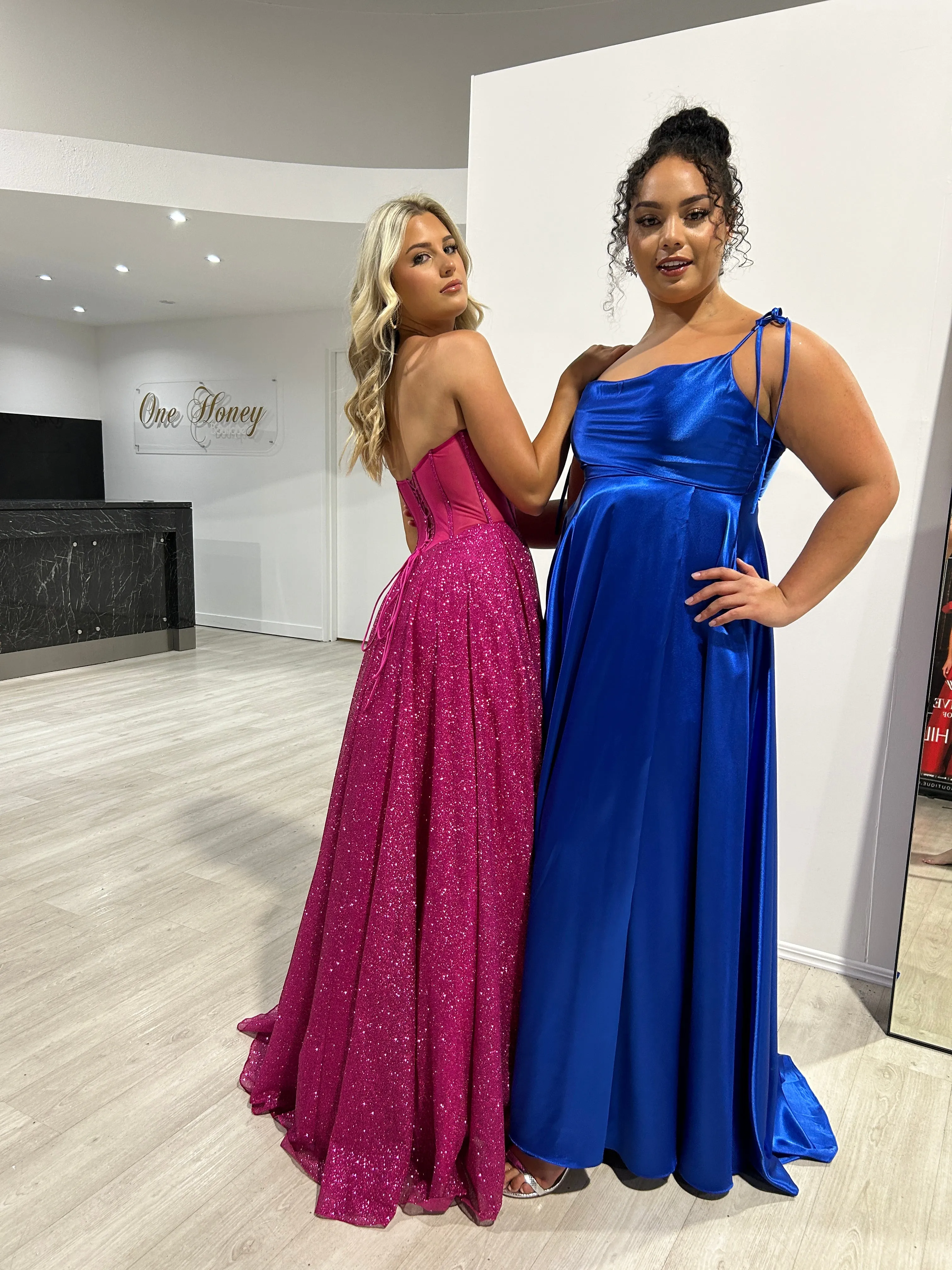ALOMA Glitter Corset Strapless Formal Dress
