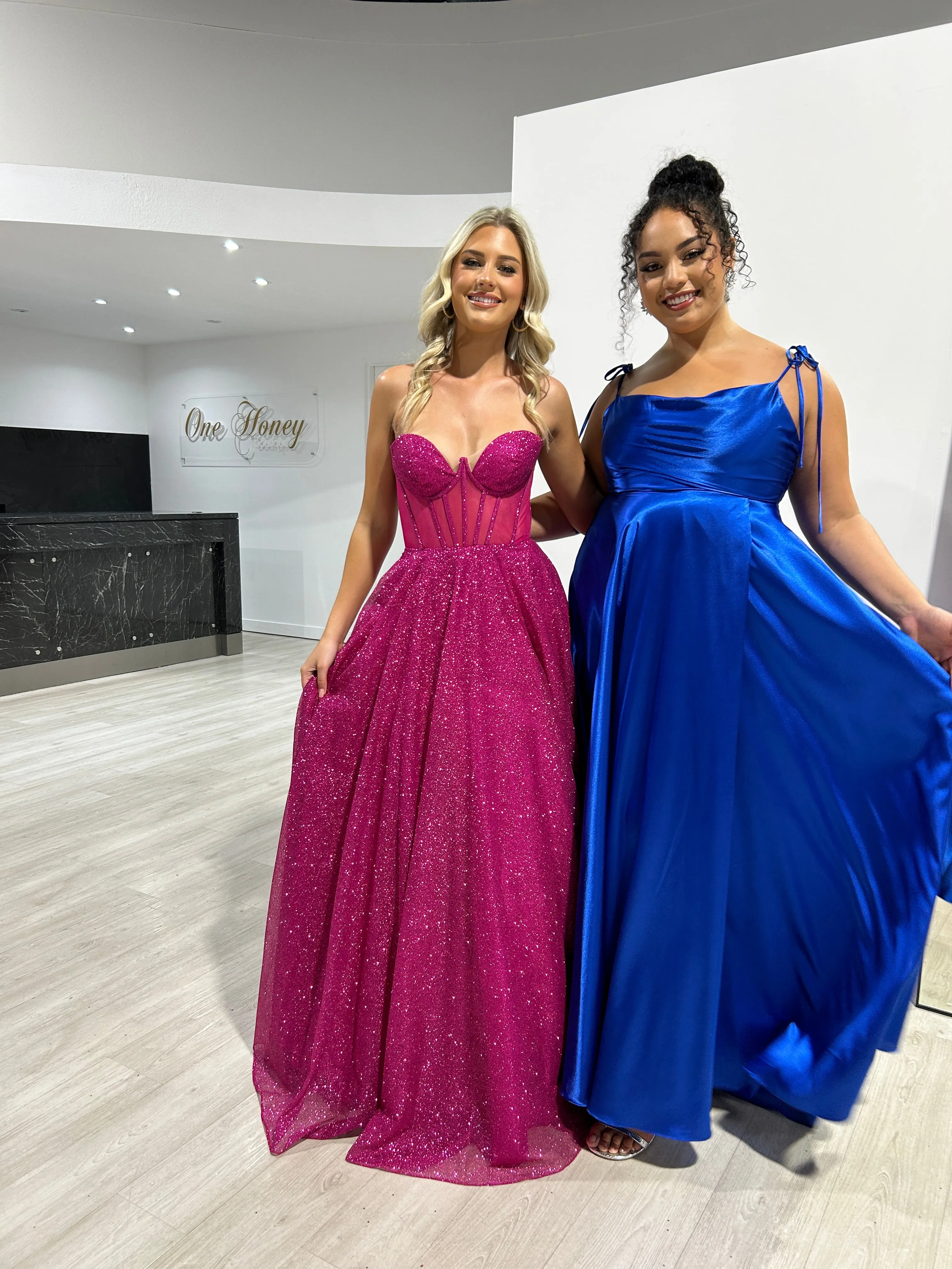 ALOMA Glitter Corset Strapless Formal Dress
