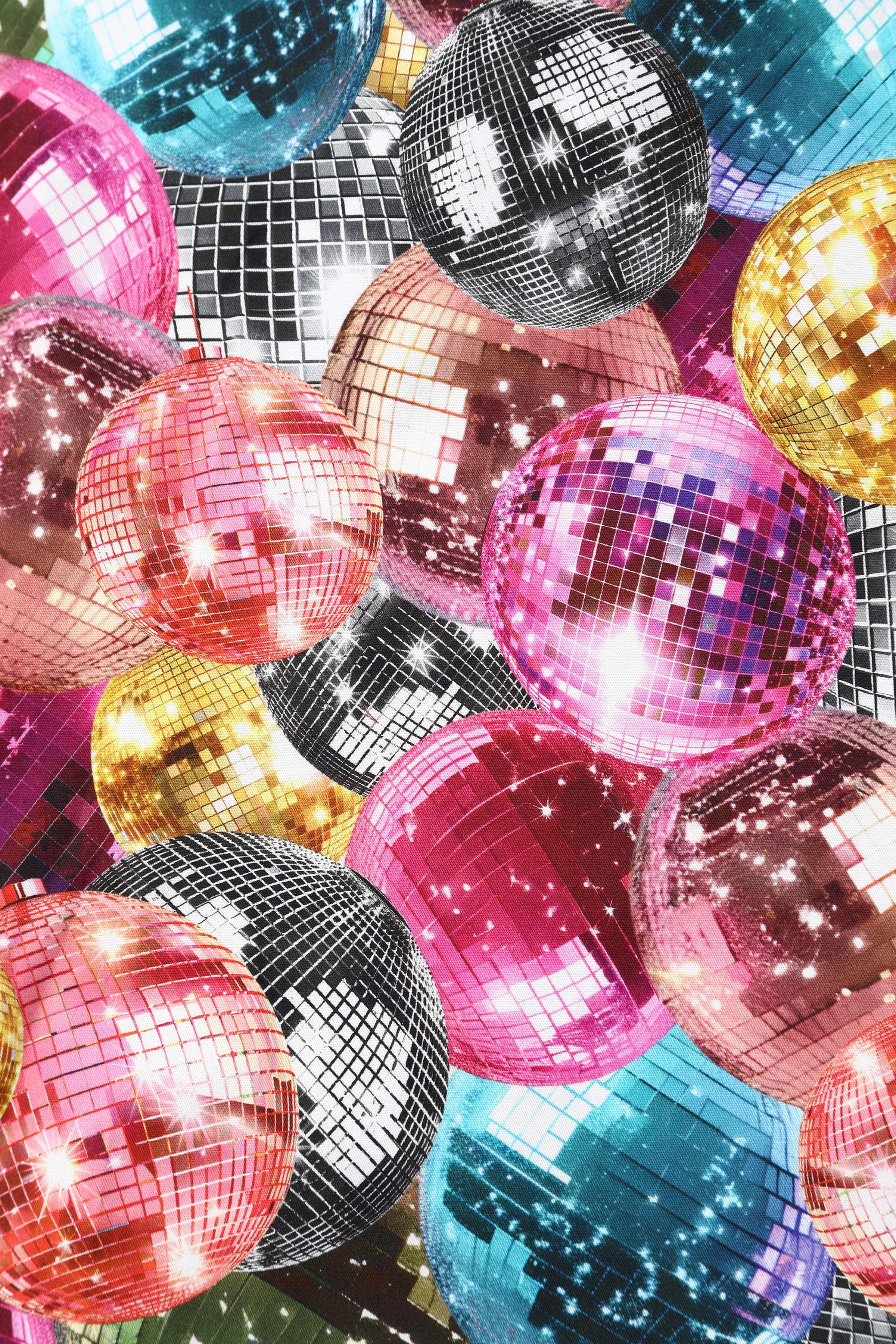 Amanda Retro Disco Ball Print Fit Party Dress