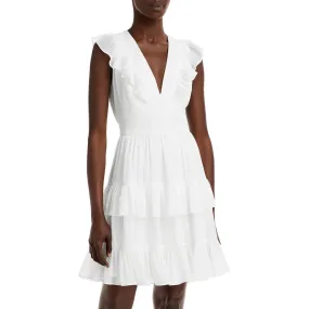 Aqua Womens Chiffon Metallic Fit & Flare Dress