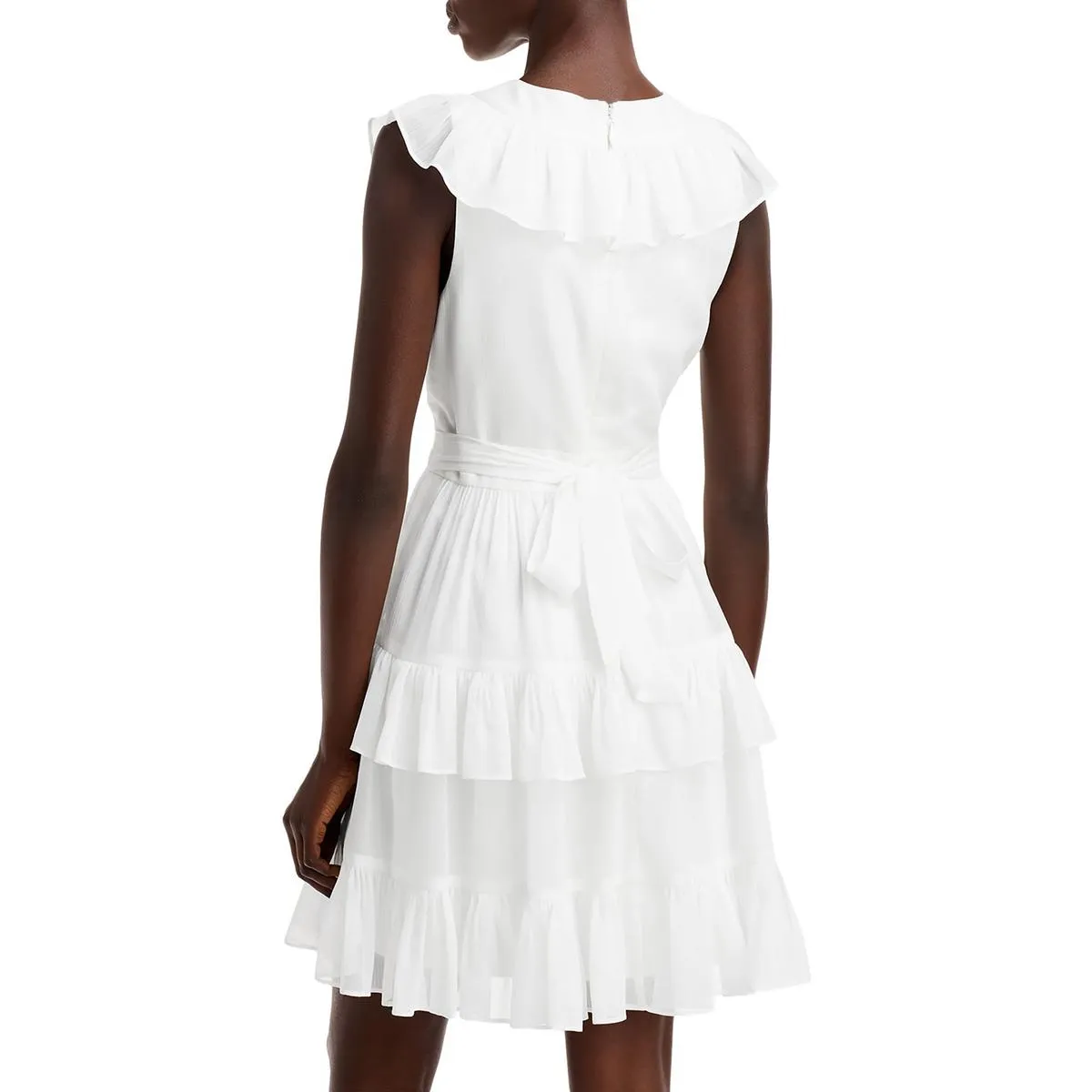 Aqua Womens Chiffon Metallic Fit & Flare Dress