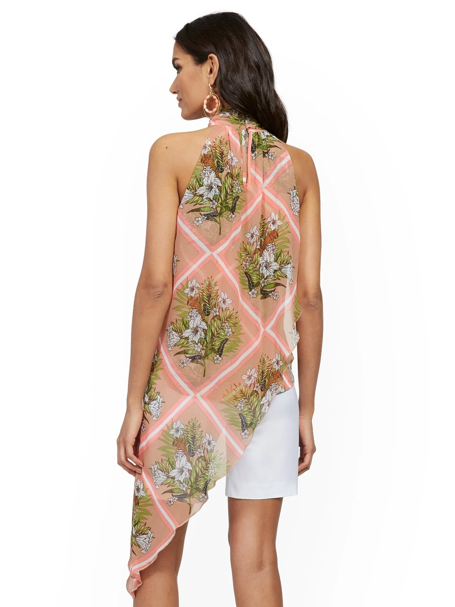 Asymmetrical-Hem Halter Top - 7th Avenue