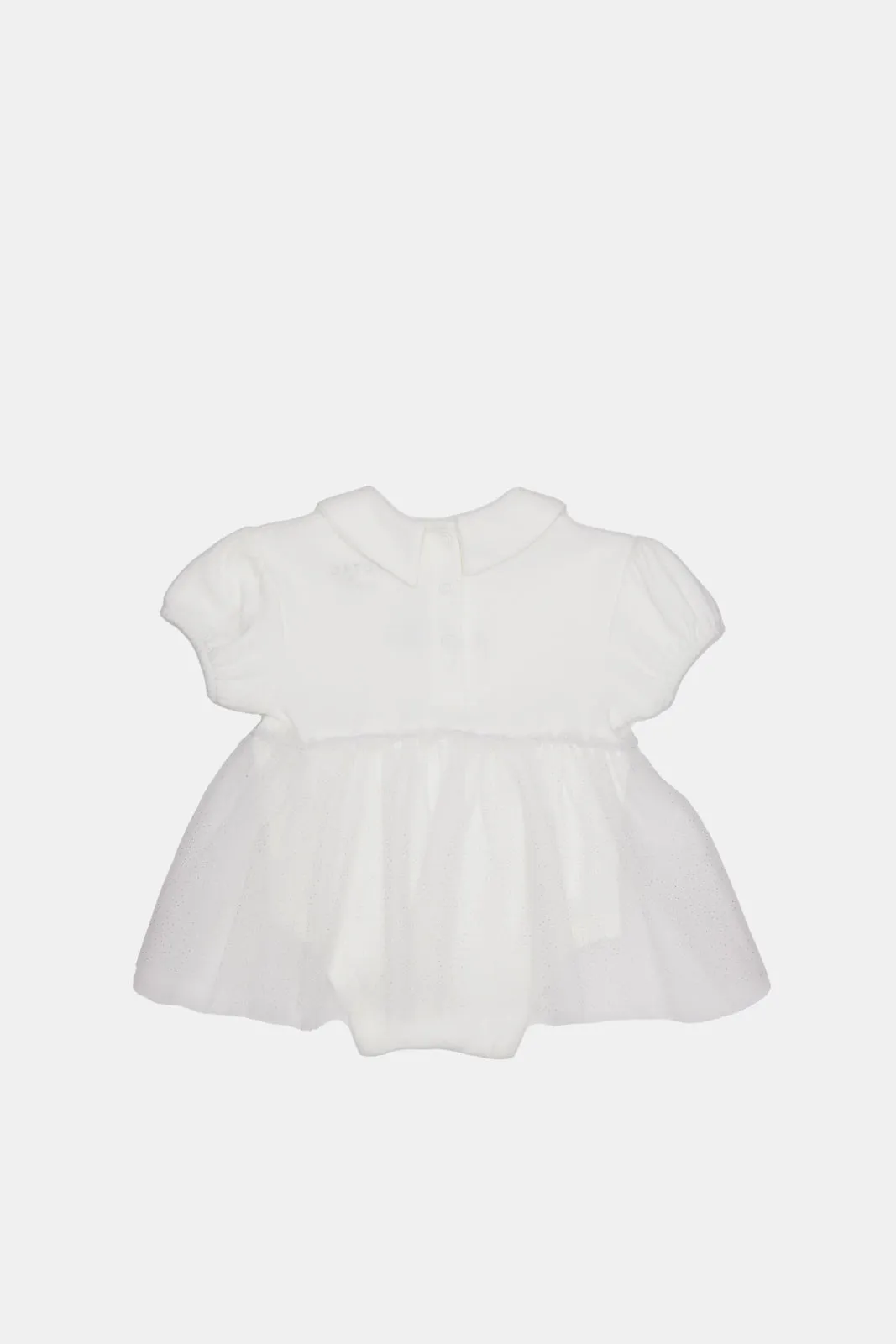 Baby White Print Bloomer Bodysuit Dress