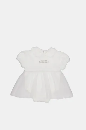 Baby White Print Bloomer Bodysuit Dress