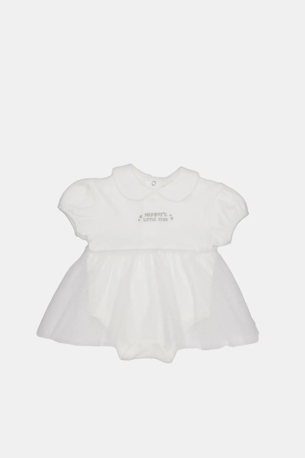 Baby White Print Bloomer Bodysuit Dress