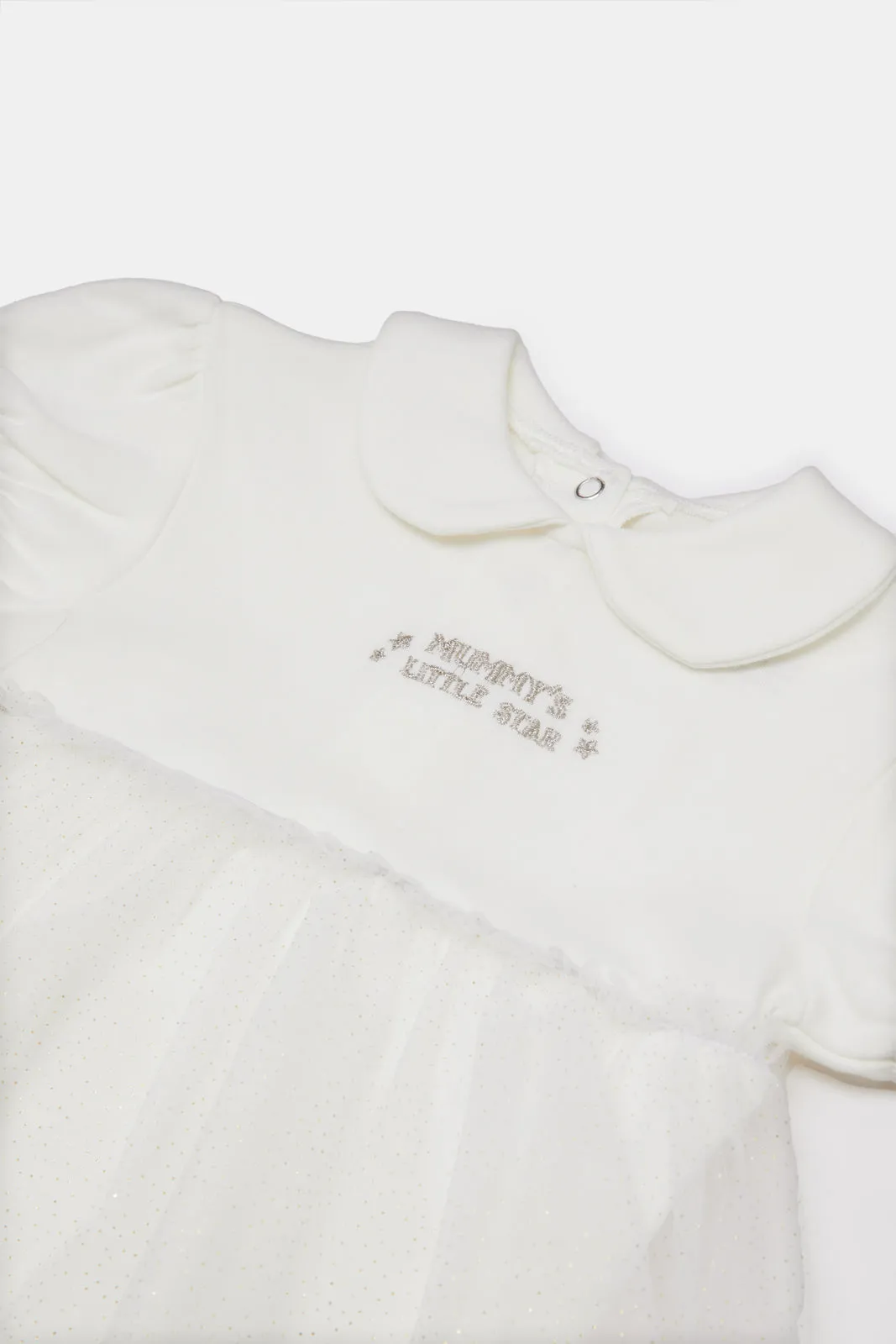 Baby White Print Bloomer Bodysuit Dress