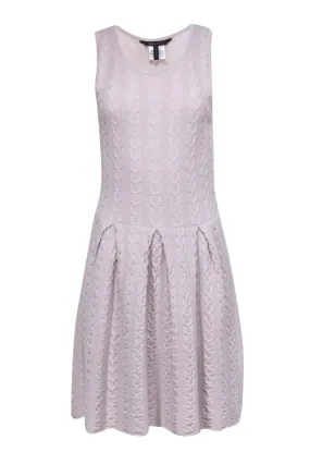 BCBG Max Azria - Grey Wool Cable Knit Fit and Flare Dress Sz M
