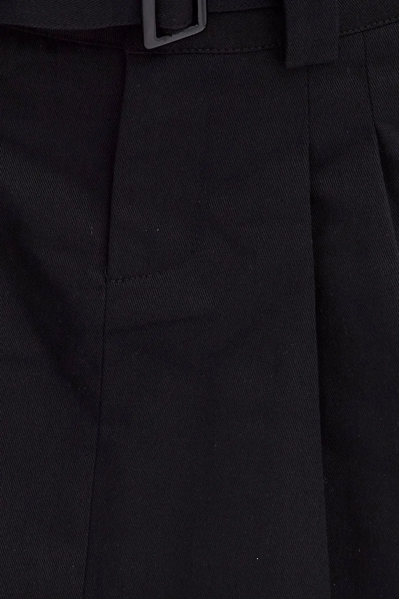 Black Cargo Skirt Low Rise Belted