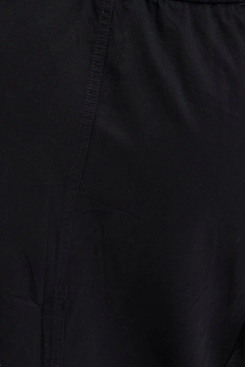 Black Parachute Cargo Skirt Low Rise Midi