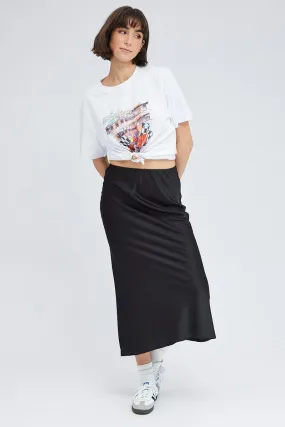 Black Slip Skirt Maxi Satin