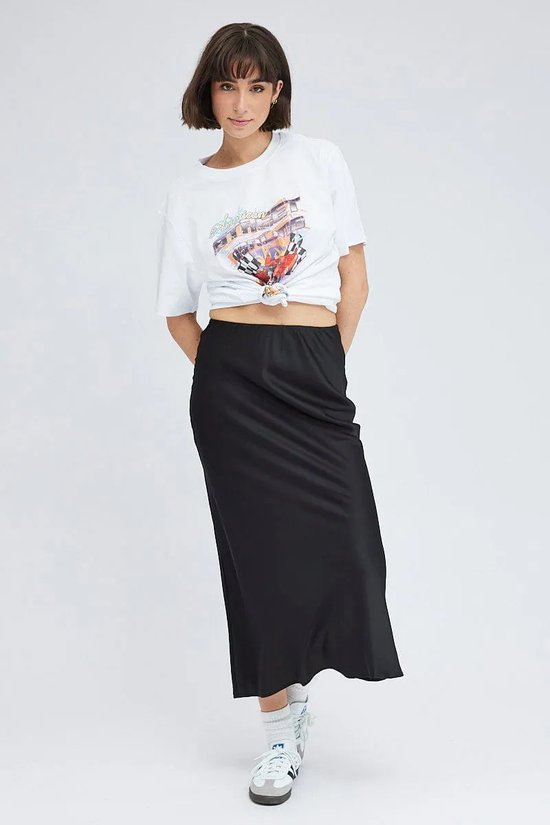 Black Slip Skirt Maxi Satin