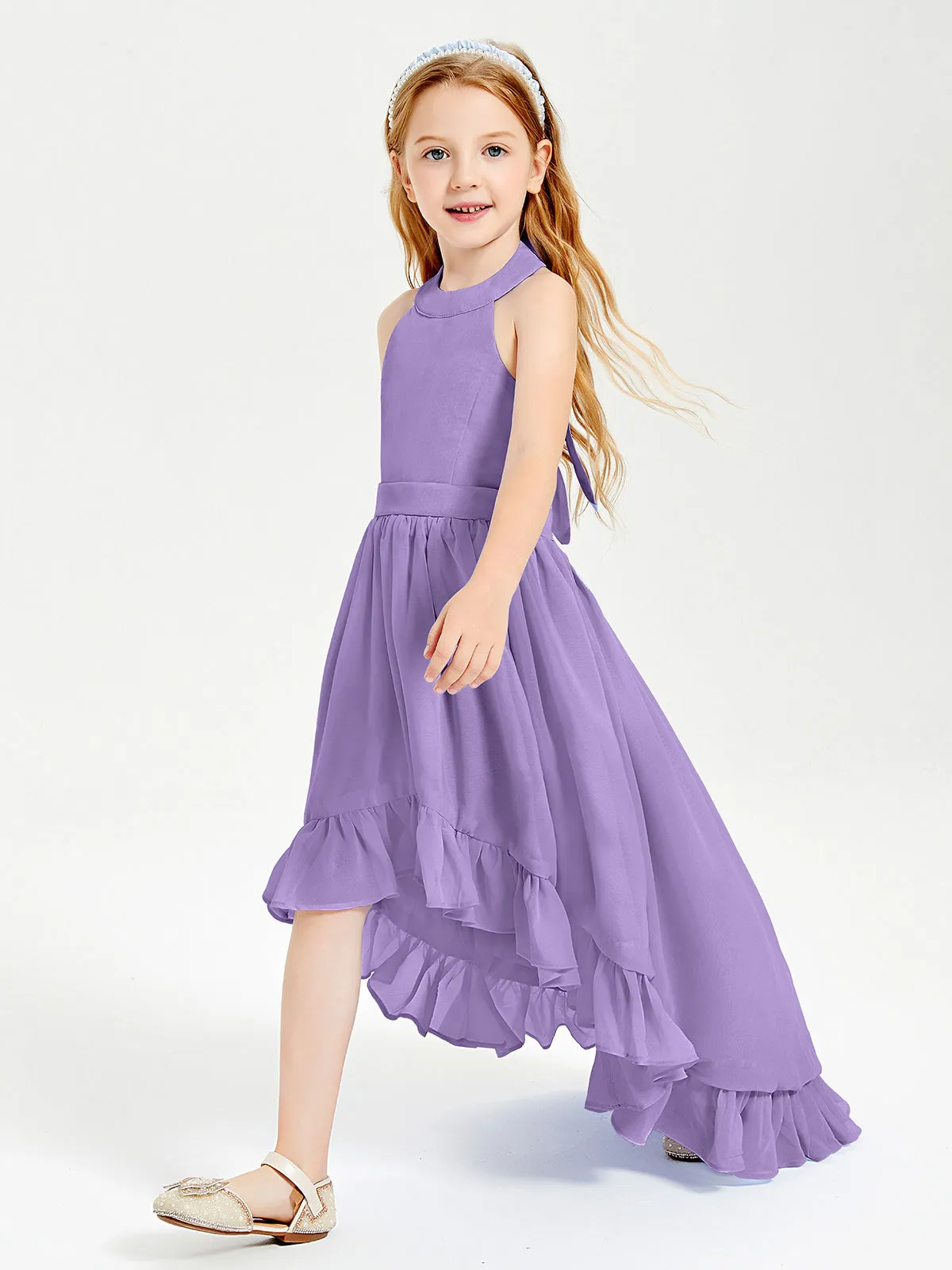 Boho Junior Bridesmaid Dresses Asymmetrical Cascading Skirt Tahiti