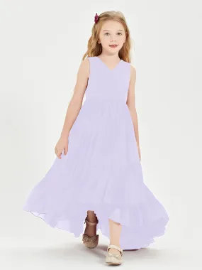 Boho Junior Bridesmaid Dresses Cascading Skirt Lilac