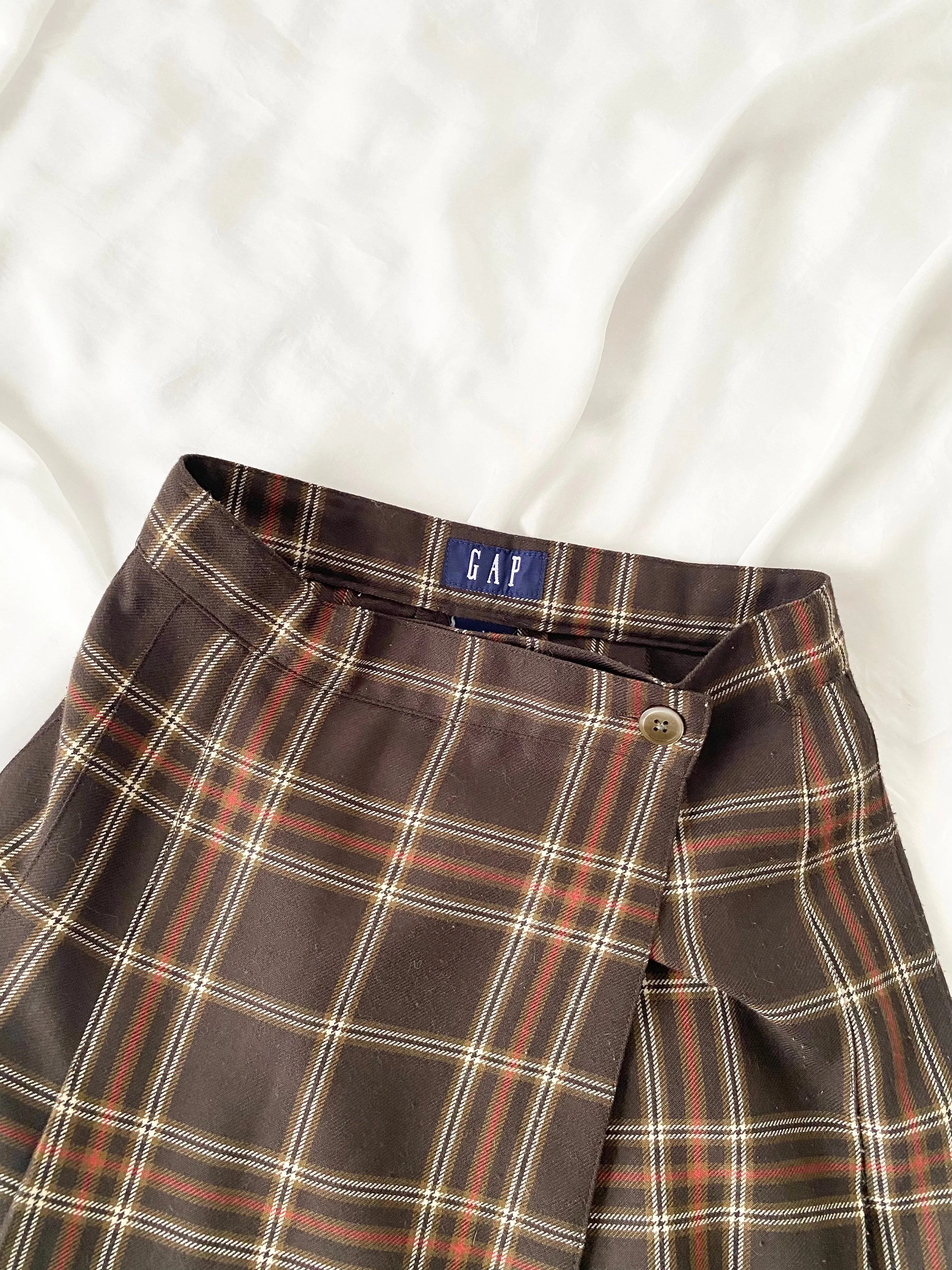 Brown Plaid Vintage Pleated Mini Skirt (XS)
