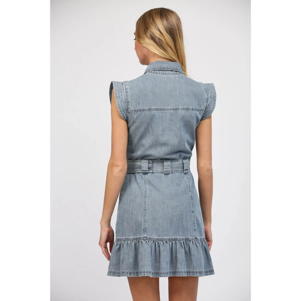 Button Front Denim Mini Dress