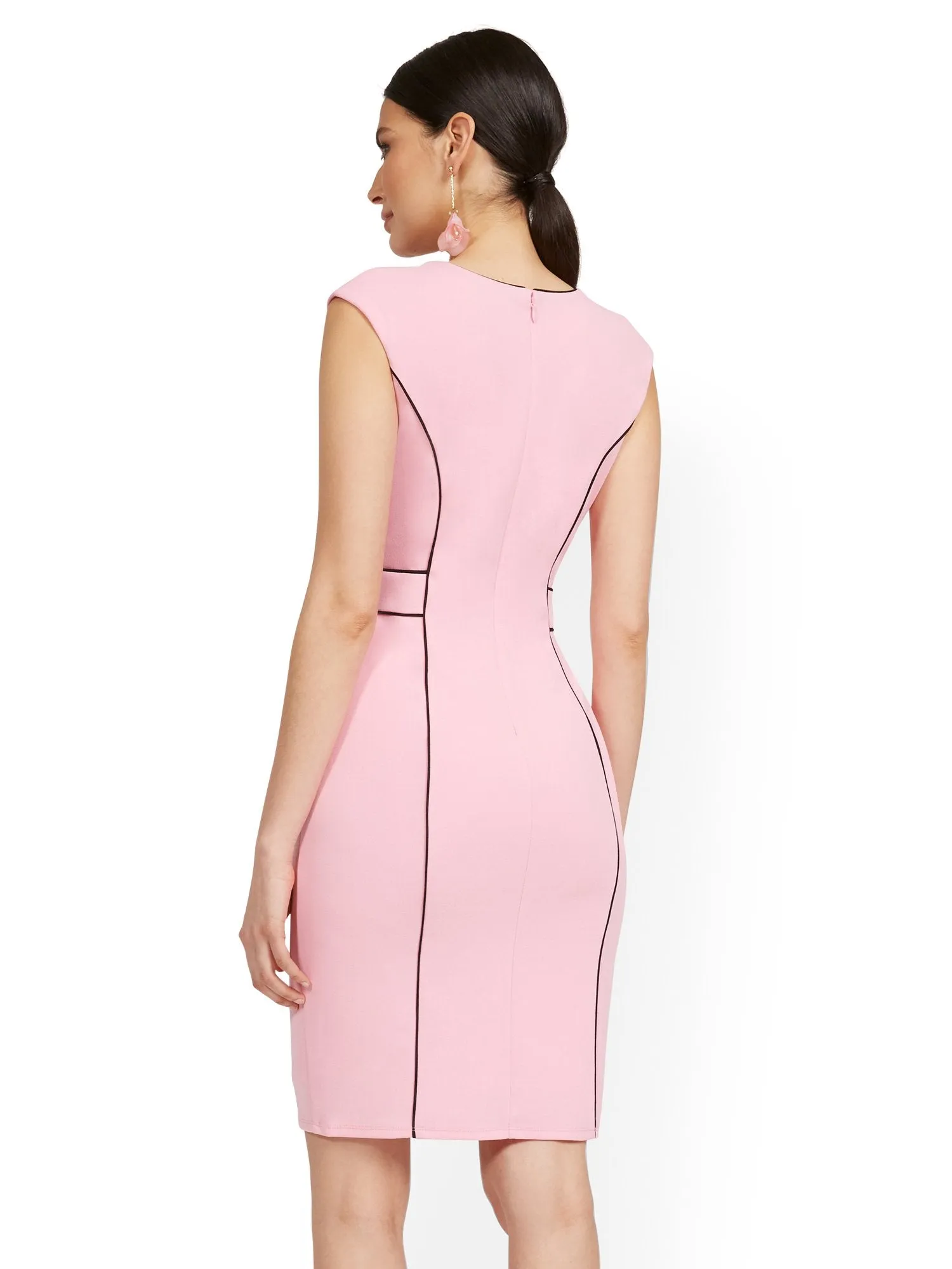 Cap-Sleeve Piped Sheath Dress - Magic Crepe®