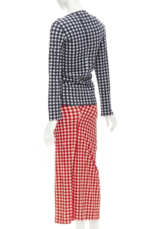 COMME DES GARCONS 1997 Vintage Lumps and Bumps gingham checked blue red set