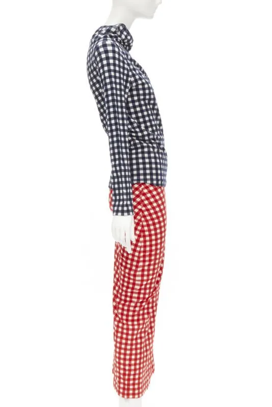 COMME DES GARCONS 1997 Vintage Lumps and Bumps gingham checked blue red set