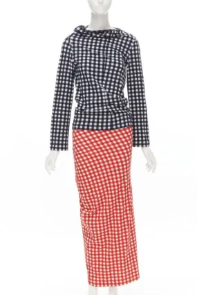 COMME DES GARCONS 1997 Vintage Lumps and Bumps gingham checked blue red set