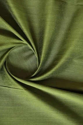 Dark Olive Raw Silk Fabric