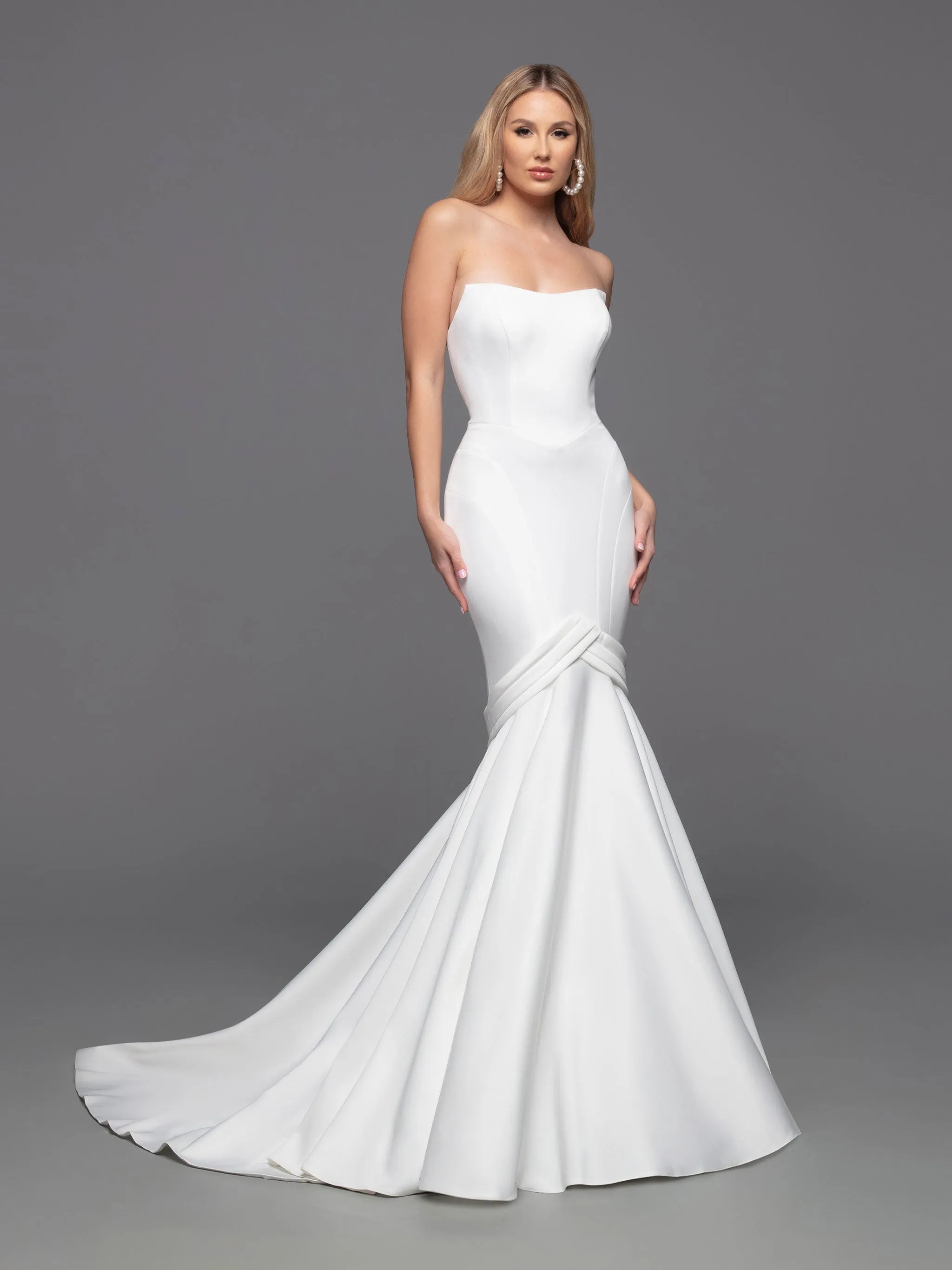 Davinci Bridal Gown 50816 Long Fitted Mermaid Wedding Dress Pointed strapless