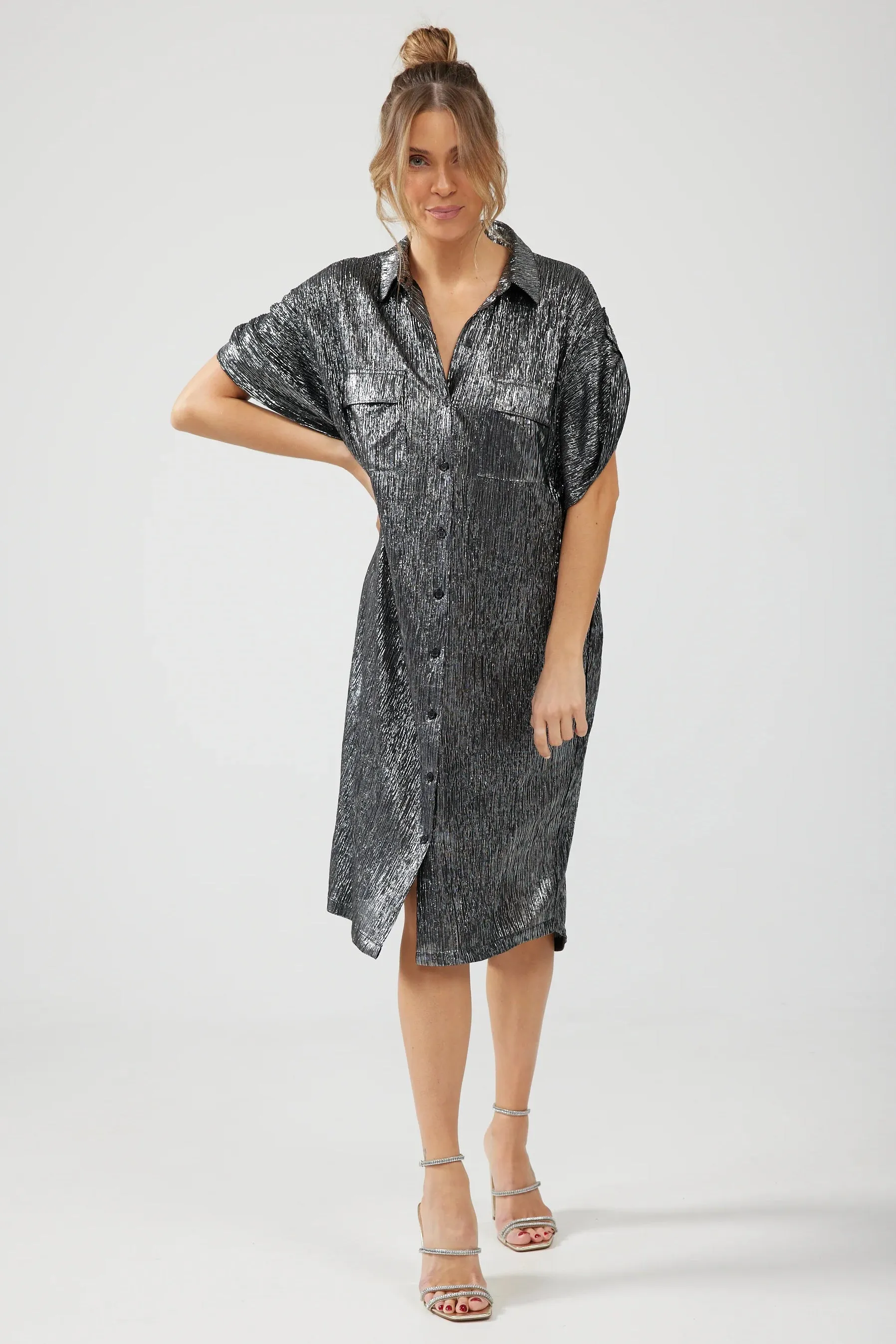 Destiny Overshirt in Black and Silver