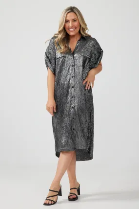 Destiny Overshirt in Black and Silver