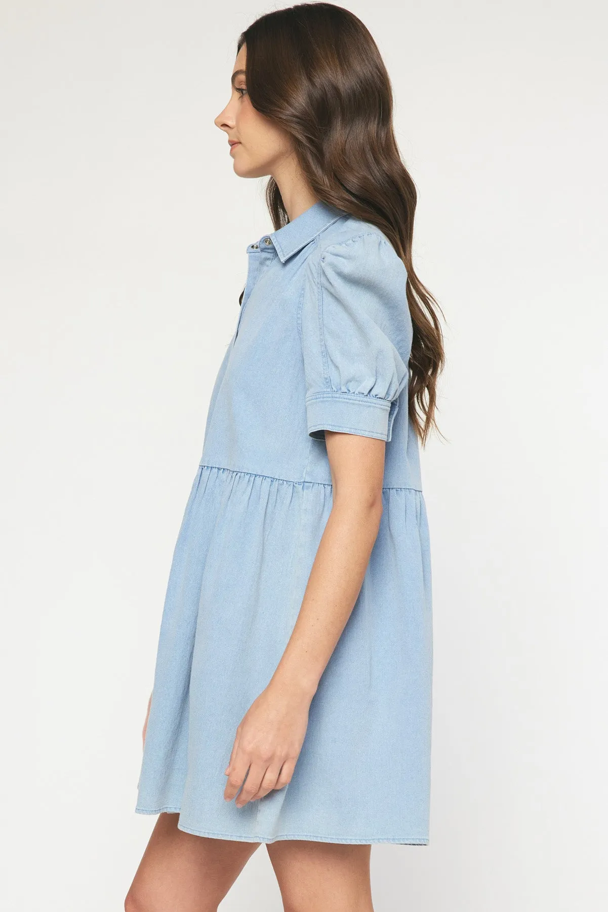 Dress | Denim Puff Sleeve
