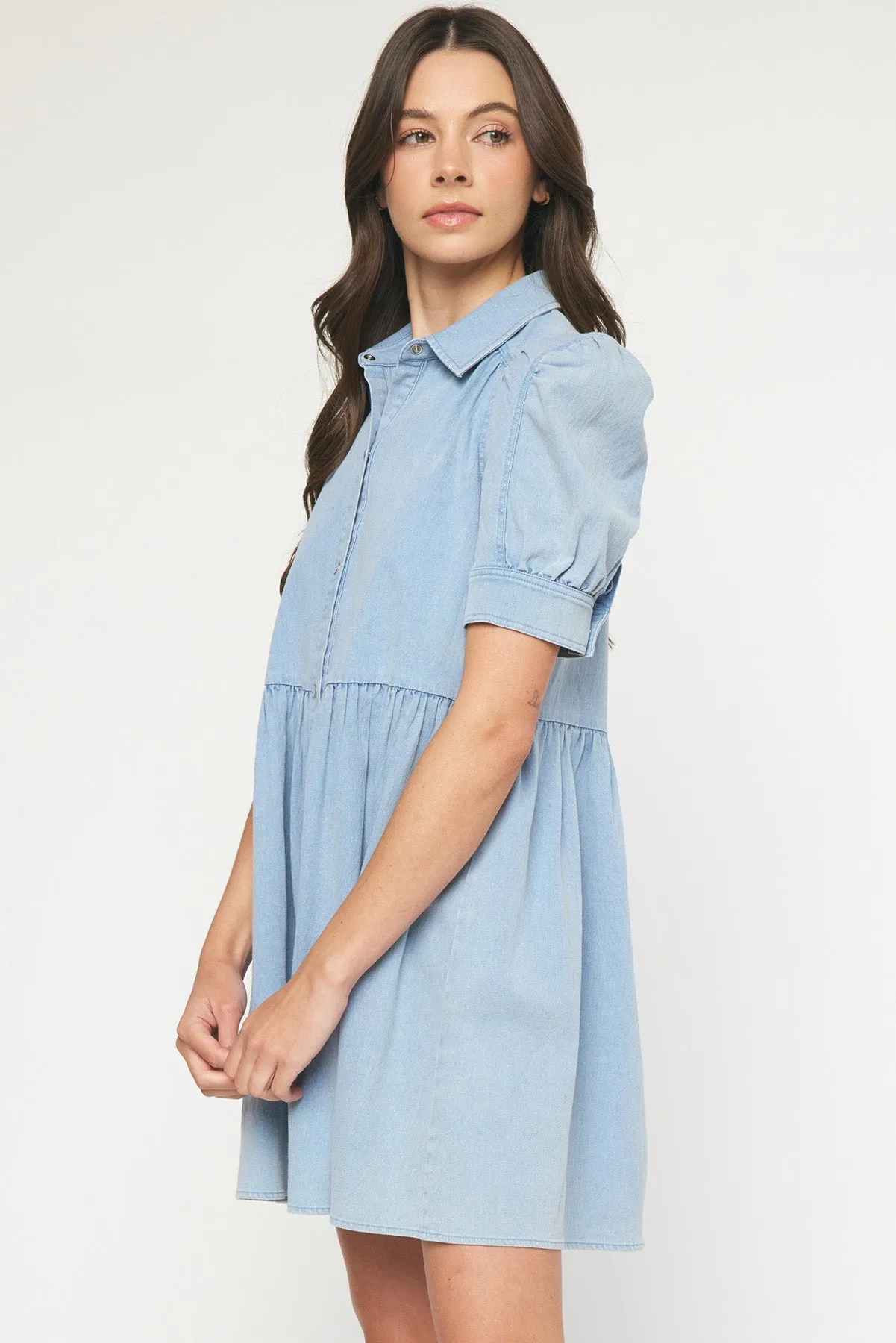Dress | Denim Puff Sleeve