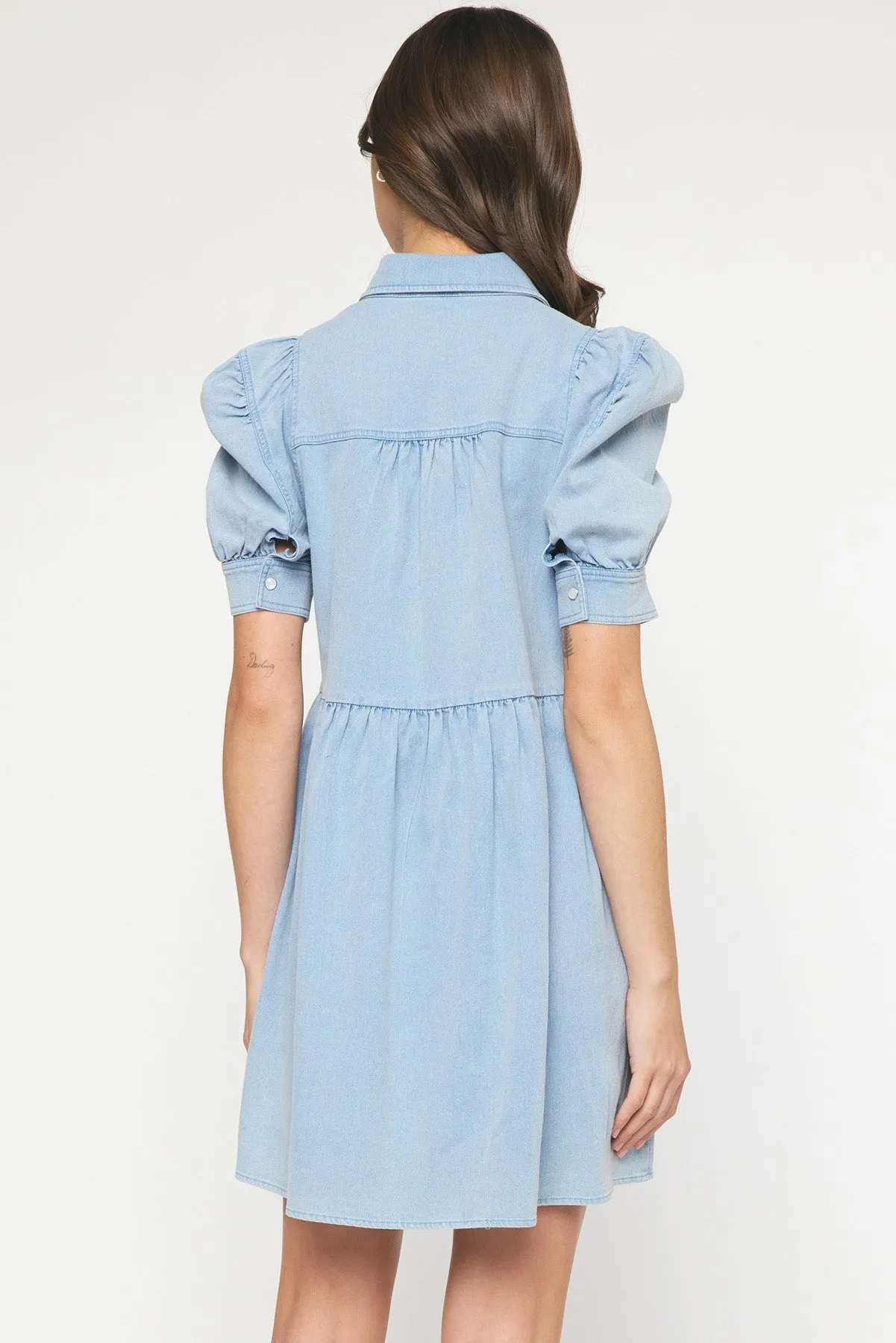 Dress | Denim Puff Sleeve