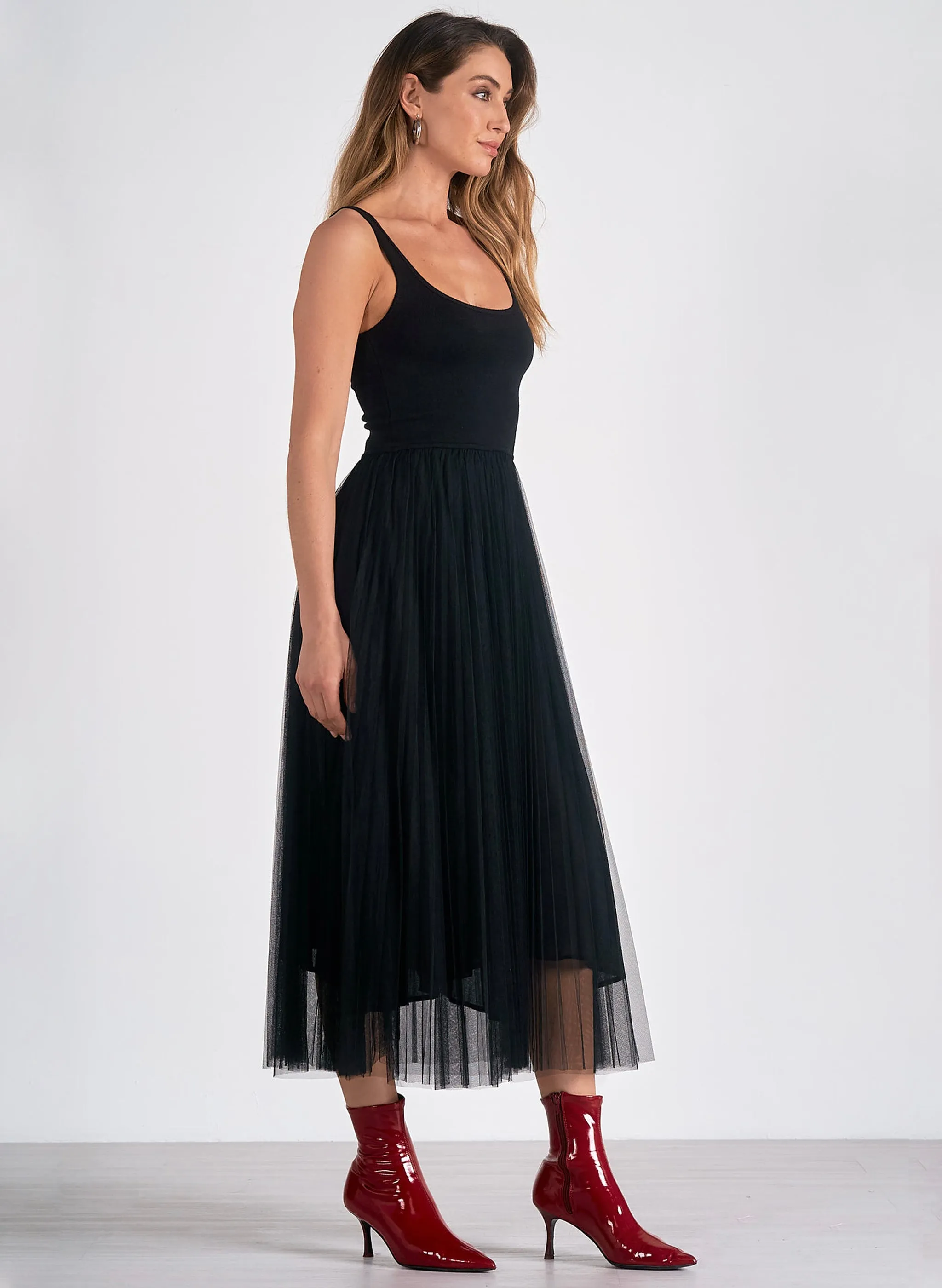 Elan - Maxi Tulle Skirt Dress - Black