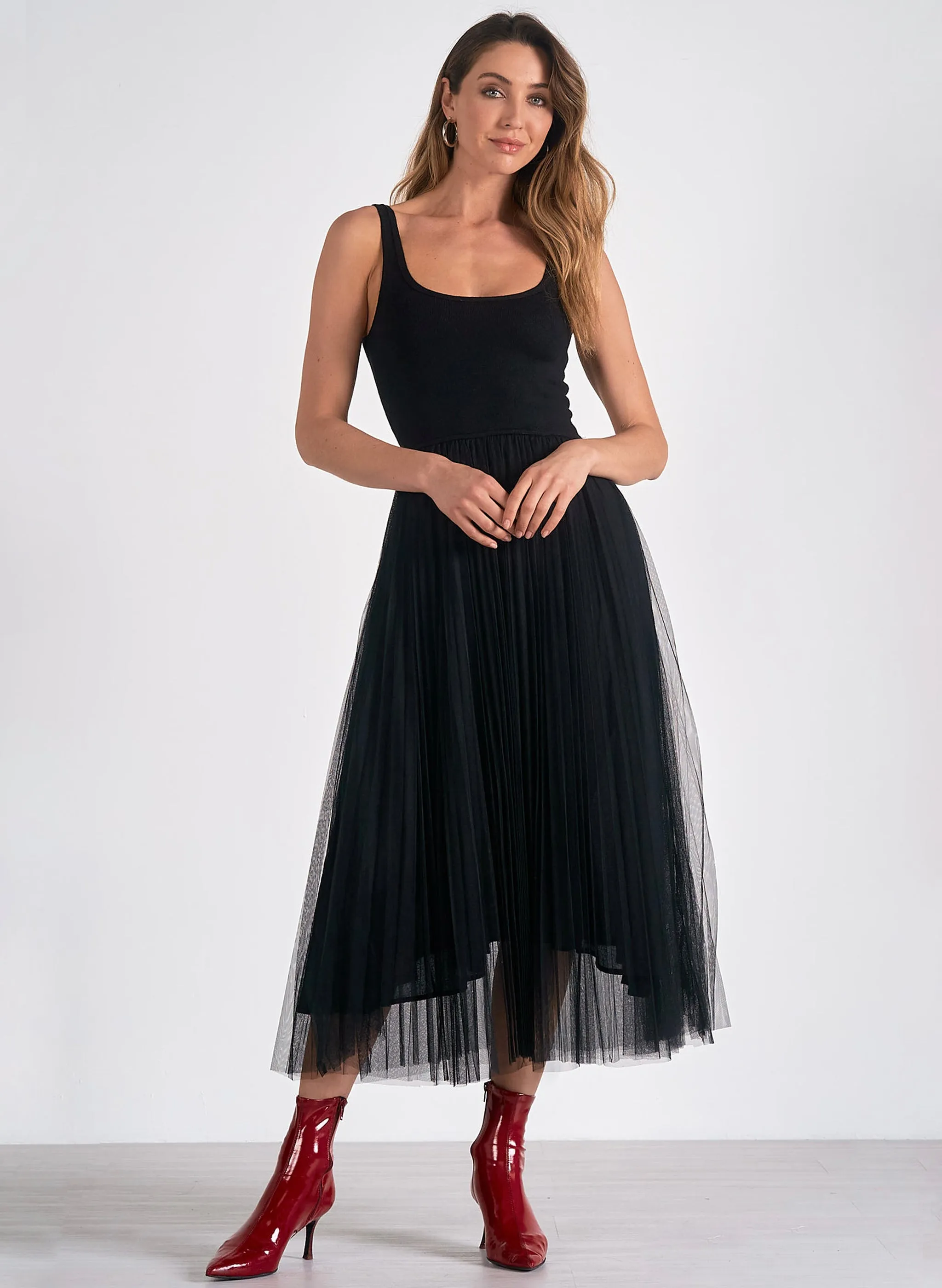 Elan - Maxi Tulle Skirt Dress - Black