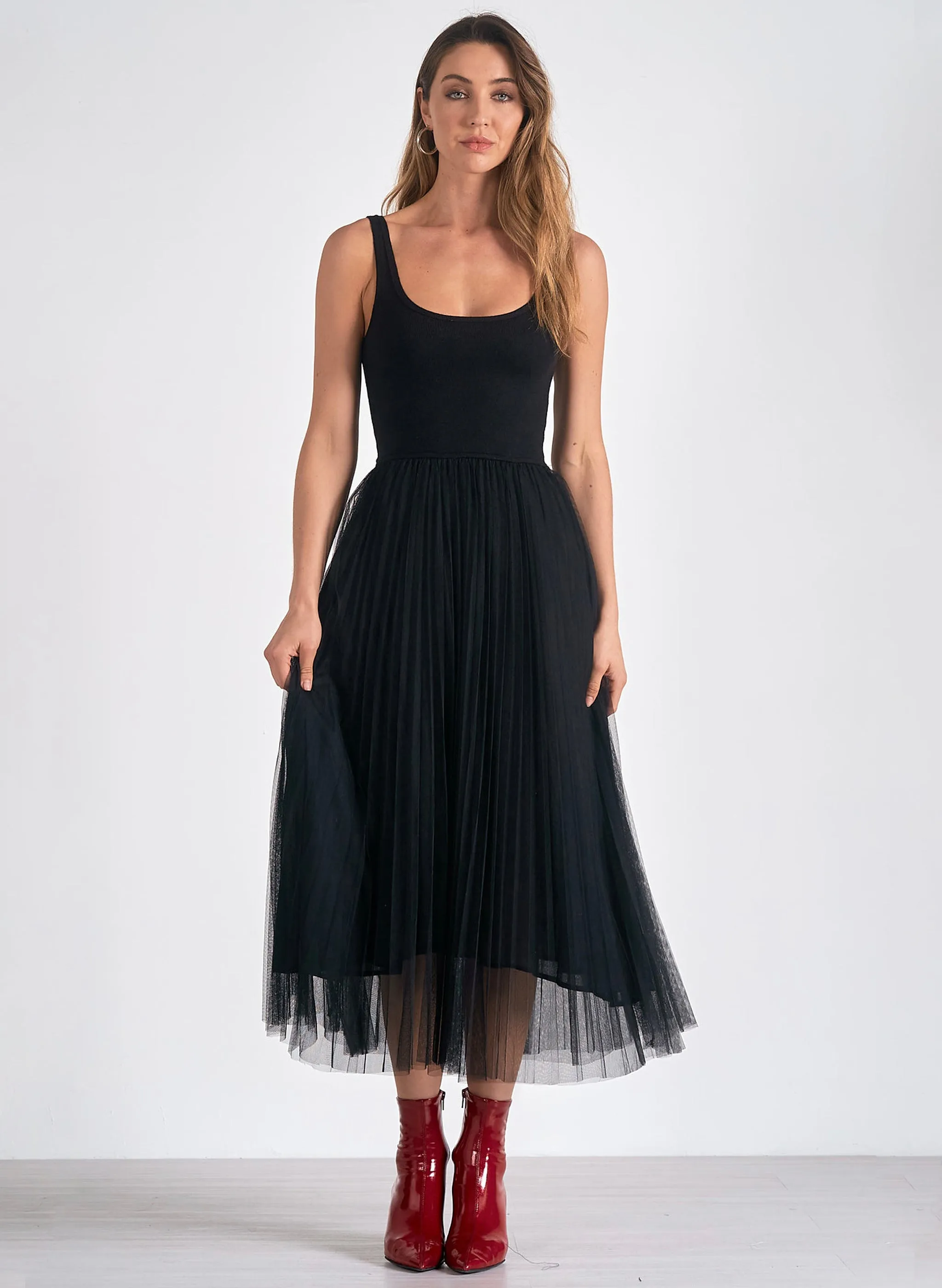 Elan - Maxi Tulle Skirt Dress - Black